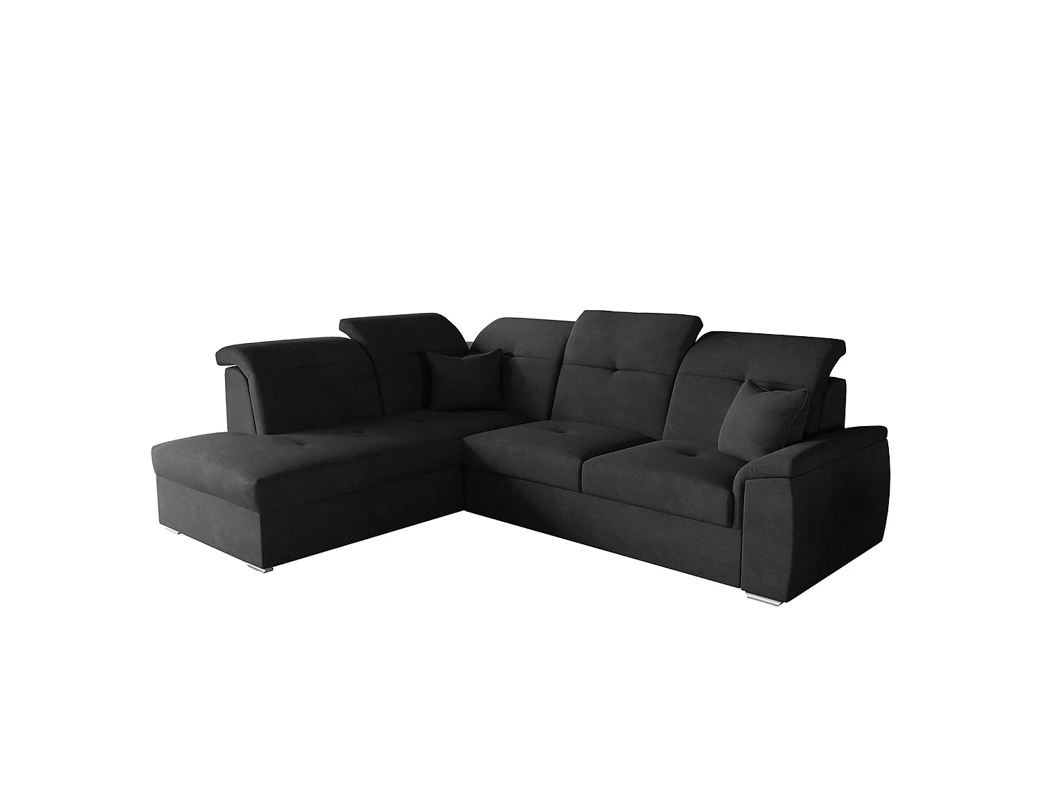 Canapé d'angle BONO L avec fonction couchage, canapé d'angle extensible, tissu Brooklyn, côté gauche, noir (21)
