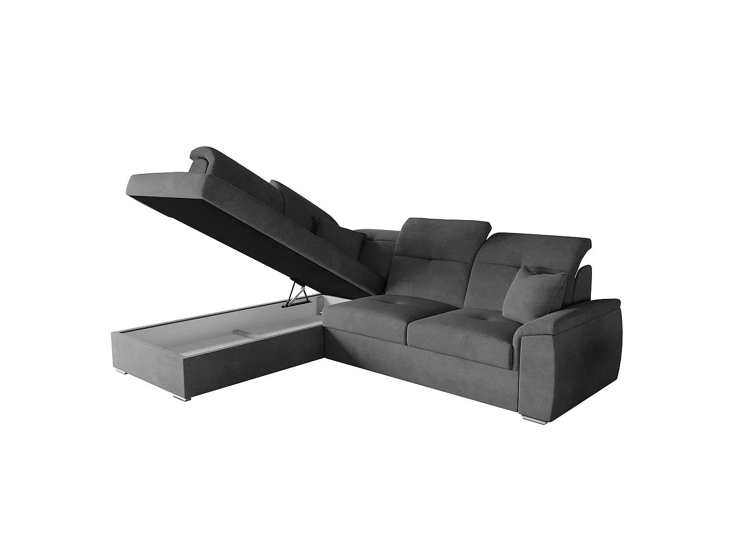 Canapé d'angle BONO L avec fonction couchage, canapé d'angle extensible, tissu Brooklyn, côté gauche, noir (21)