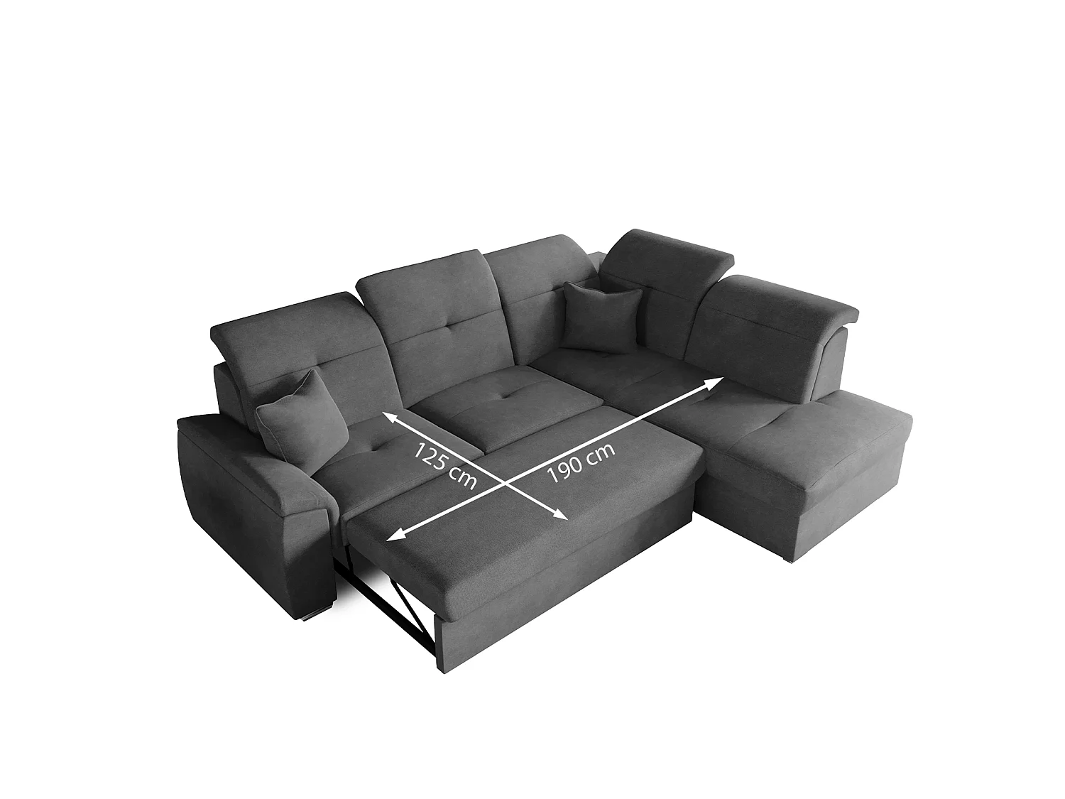 Canapé d'angle BONO L avec fonction couchage, canapé d'angle extensible, tissu Brooklyn, côté gauche, noir (21)