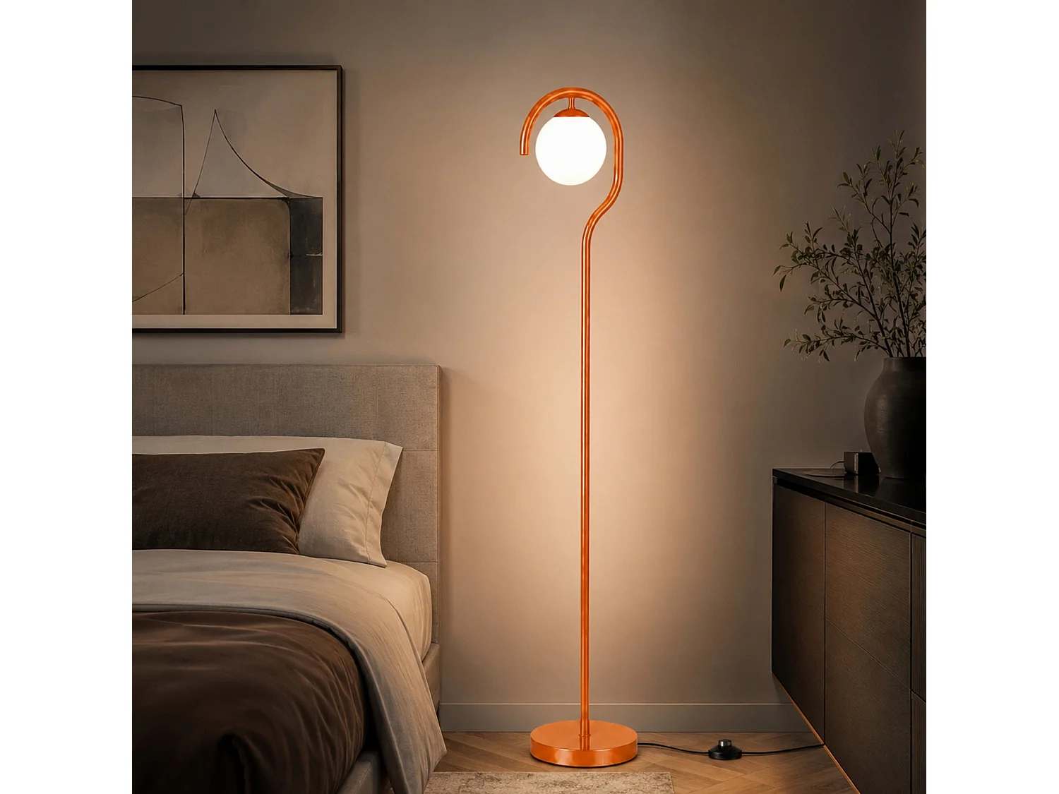 Lampadaire en métal "GEDIK-20447" - 30 x 30 cm - Marron / Orange