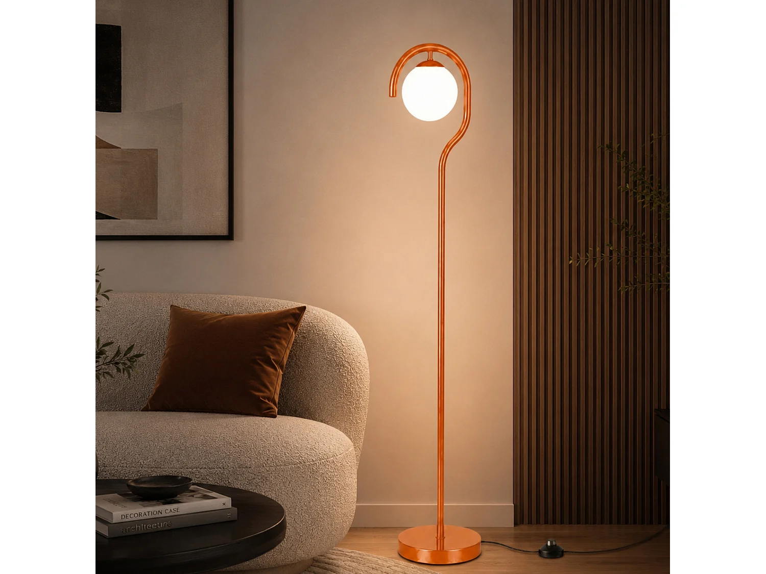 Lampadaire en métal "GEDIK-20447" - 30 x 30 cm - Marron / Orange