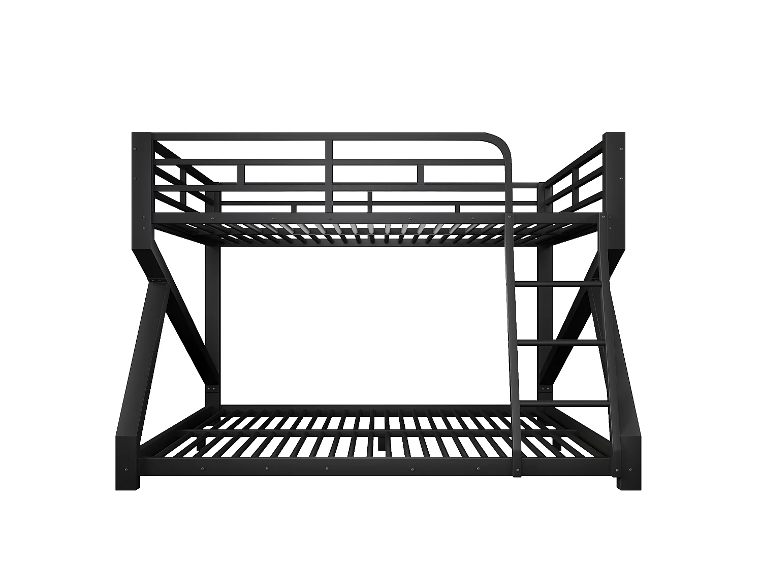 Lit superposé 140 x 200 cm + 160 x 200 cm – Structure en métal – Avec éclairage LED – Avec barrières de sécurité – Noir (matelas non inclus)