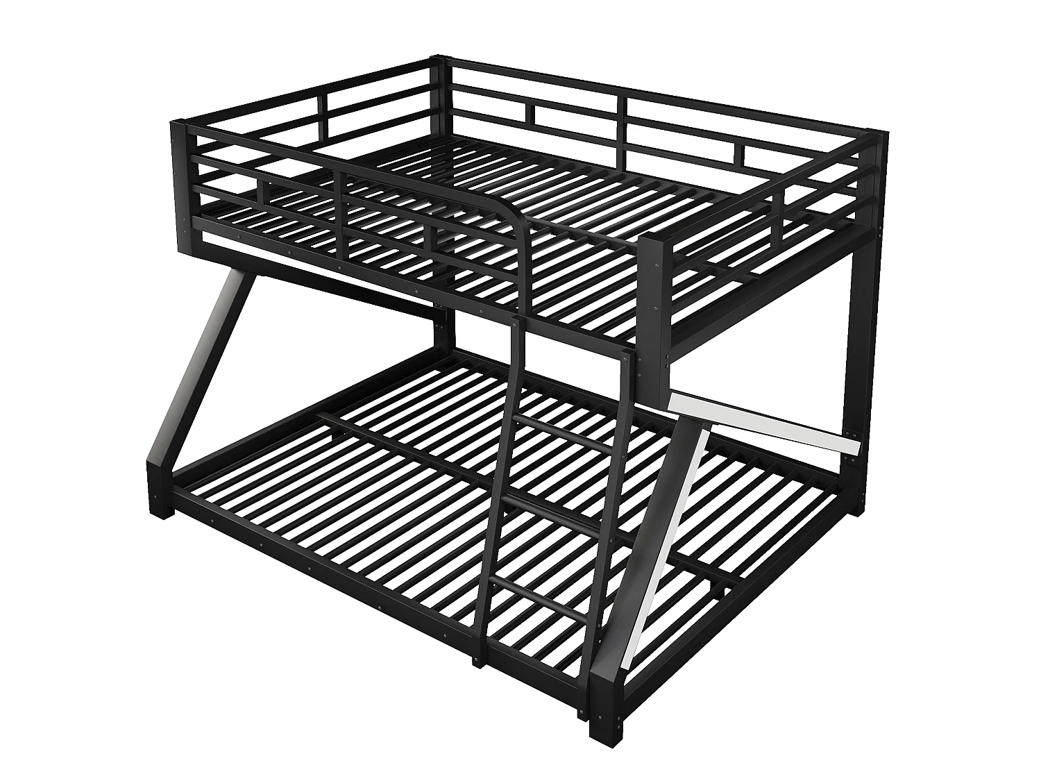 Lit superposé 140 x 200 cm + 160 x 200 cm – Structure en métal – Avec éclairage LED – Avec barrières de sécurité – Noir (matelas non inclus)