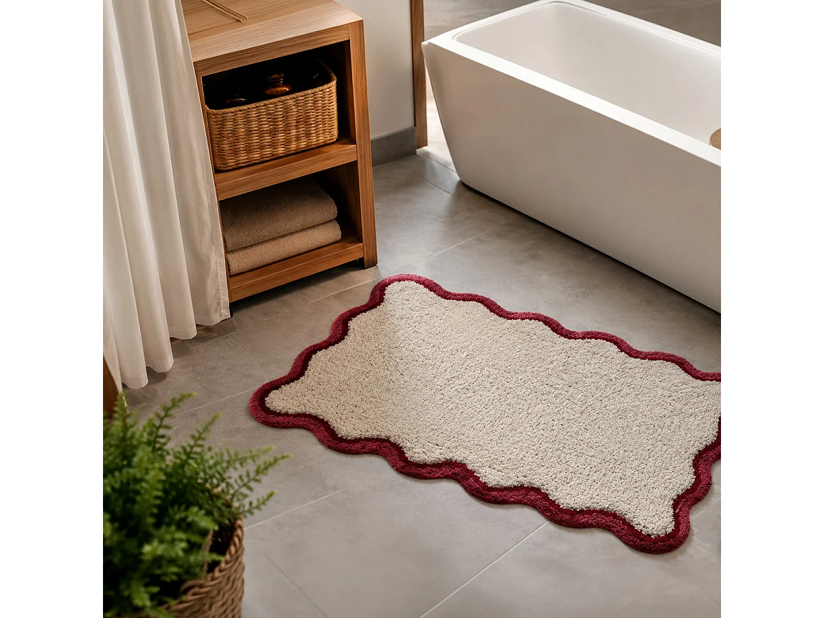 Tapis de bain festonné 100% coton tufté 50x80cm