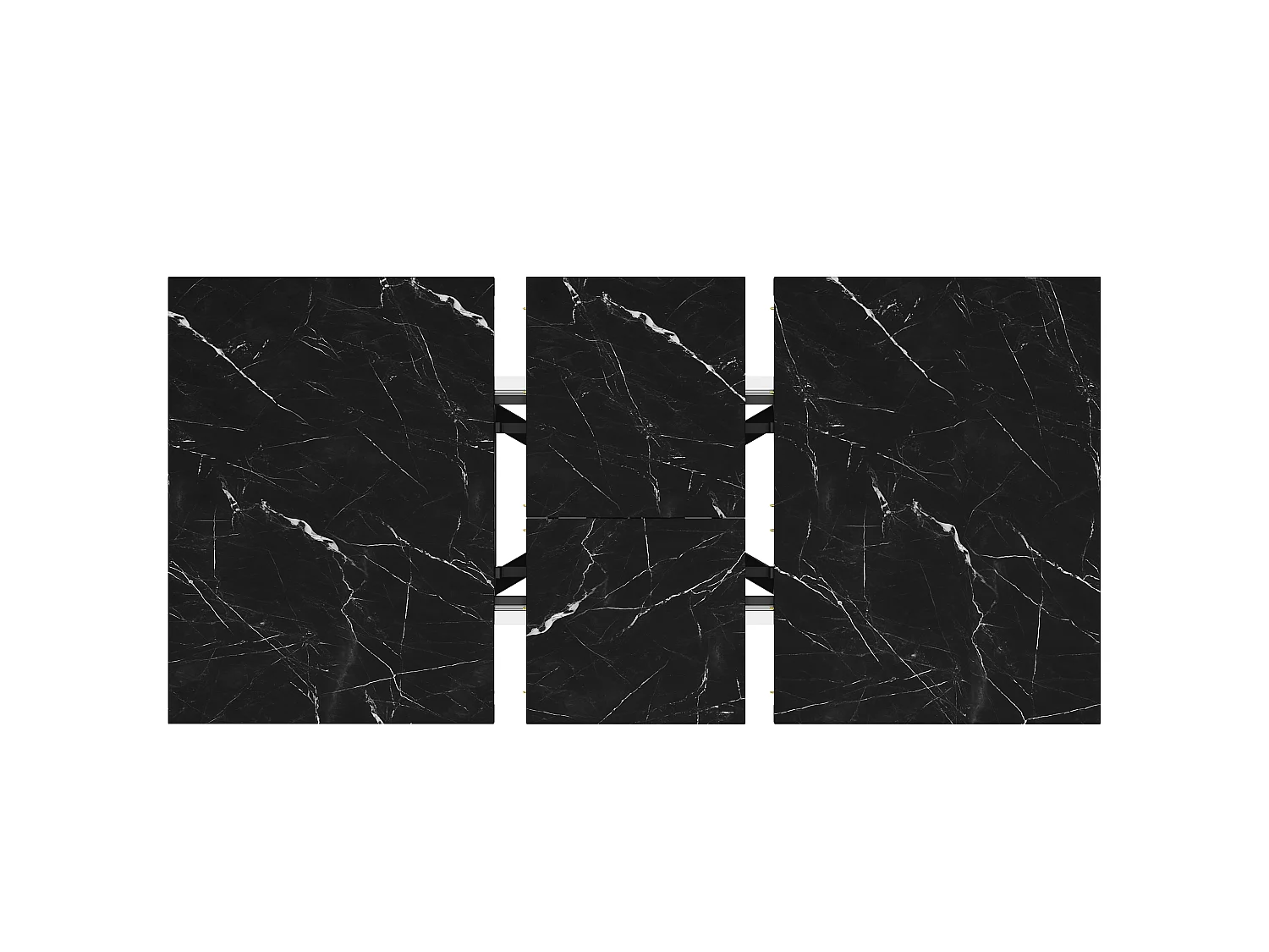 Table à Manger Extensible 120-160cm en Effet Marbre - Table de Repas Rectangulaire avec Piétement Étoile en Métal Noir - Effet Marbre Noir