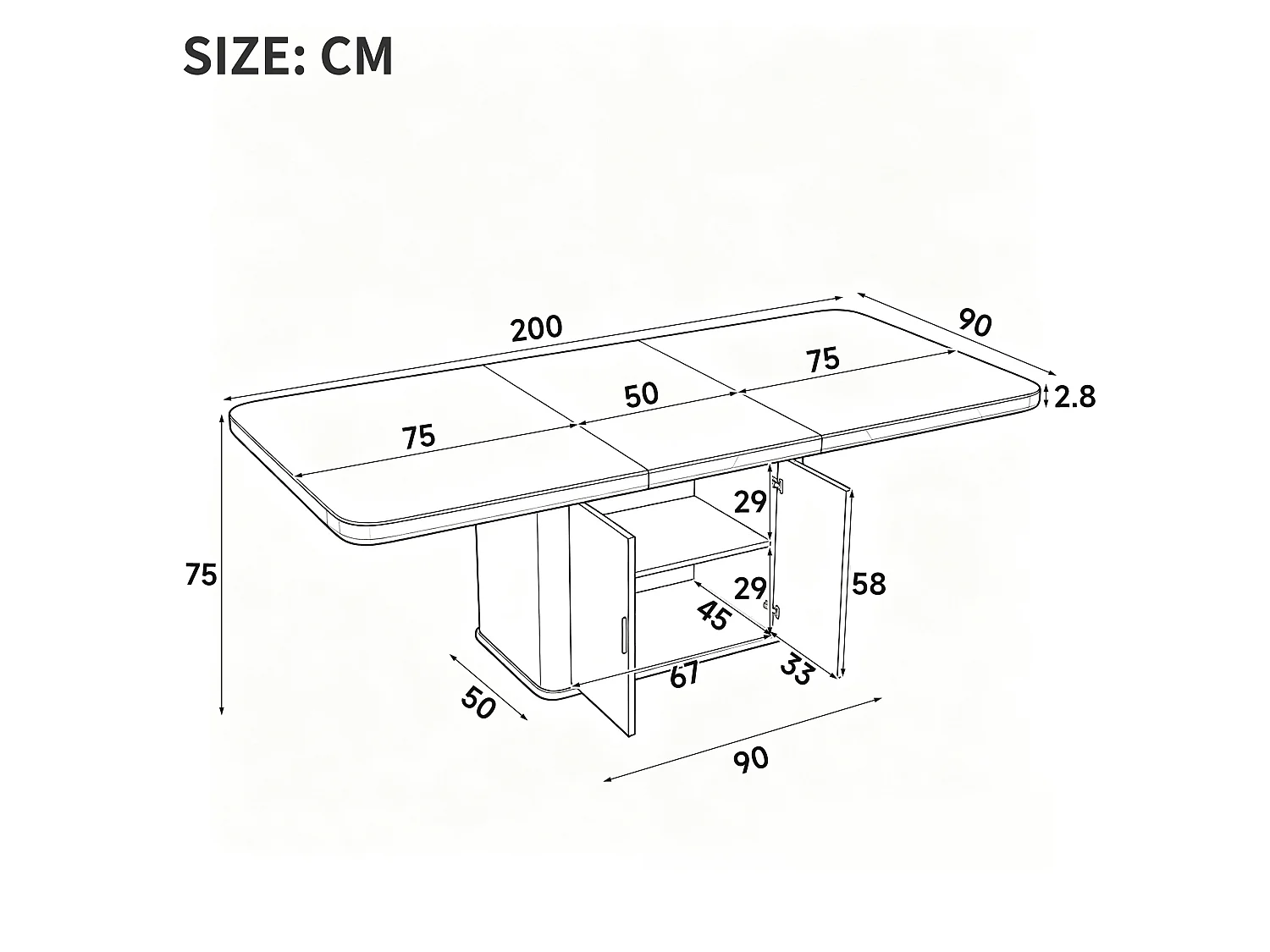 Table à manger extensible 150/200x90 cm - 6 à 8 personnes - 2 portes et plateau épais - Effet chêne - Naturel