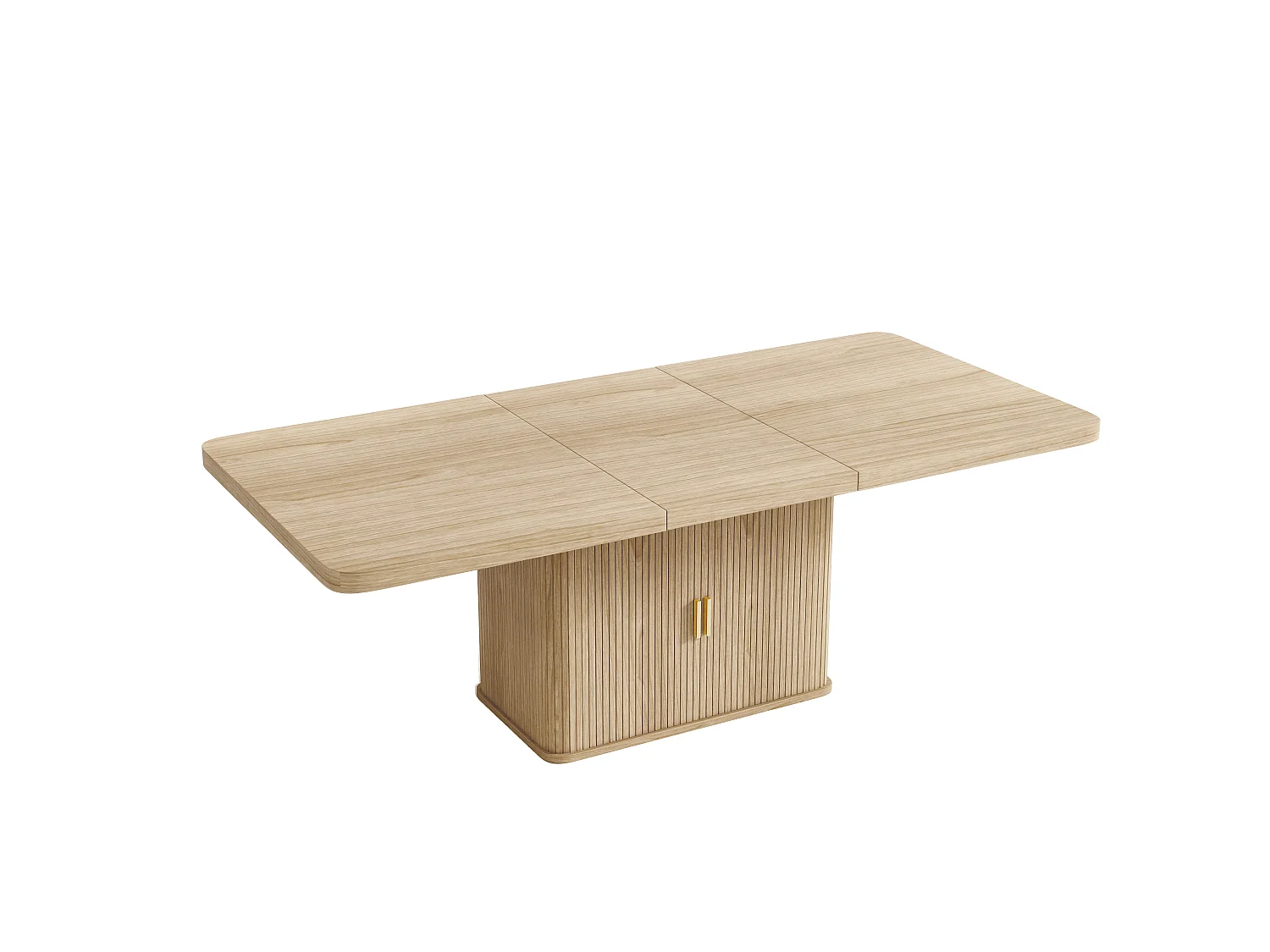 Table à manger extensible 150/200x90 cm - 6 à 8 personnes - 2 portes et plateau épais - Effet chêne - Naturel