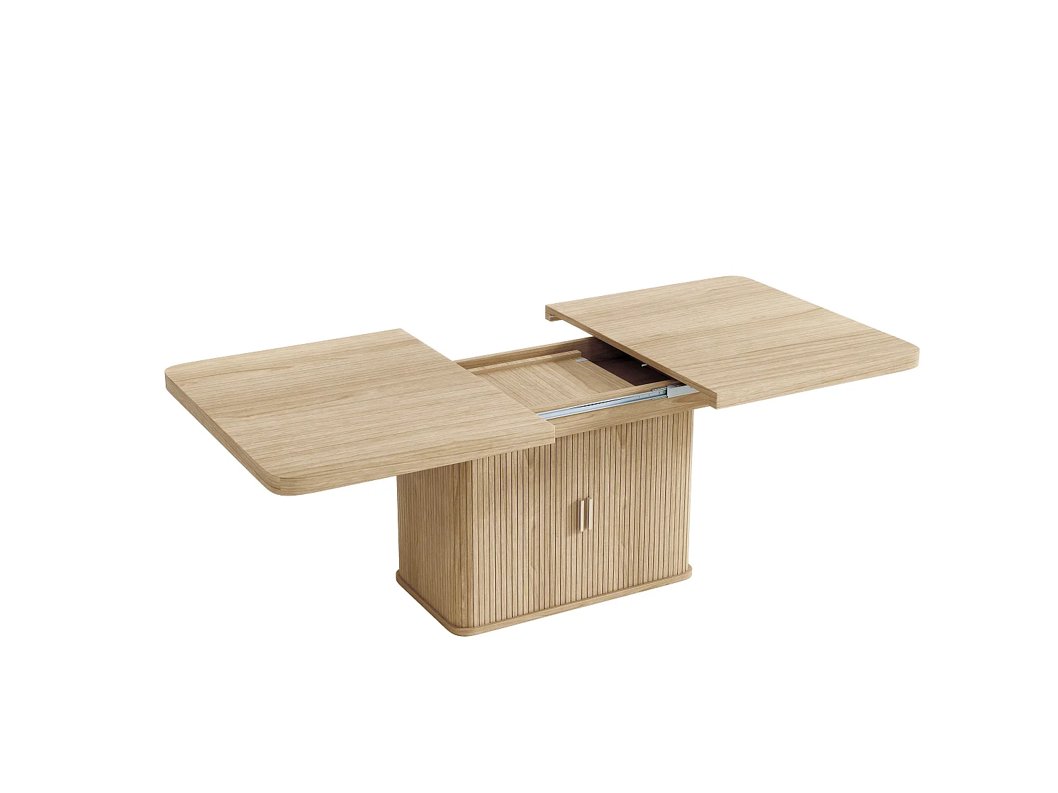 Table à manger extensible 150/200x90 cm - 6 à 8 personnes - 2 portes et plateau épais - Effet chêne - Naturel