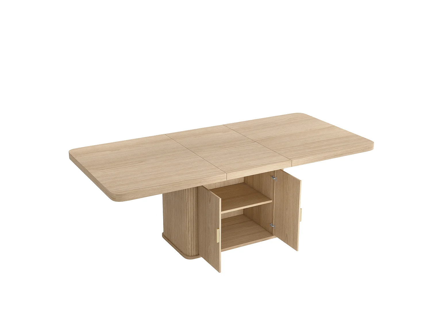 Table à manger extensible 150/200x90 cm - 6 à 8 personnes - 2 portes et plateau épais - Effet chêne - Naturel