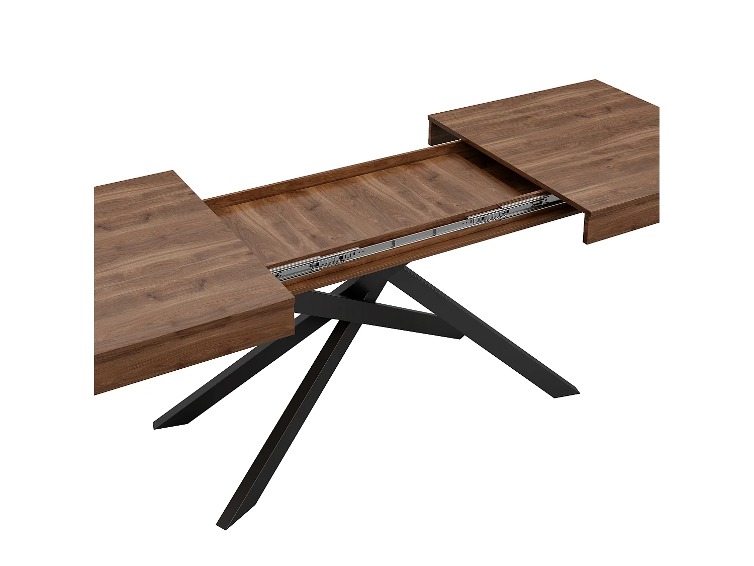 Stół jadalny prostokątny rozkładany 140/180x80x76 cm - Dla 6 do 8 osób - Gruby blat - Metalowe nogi - Maroon