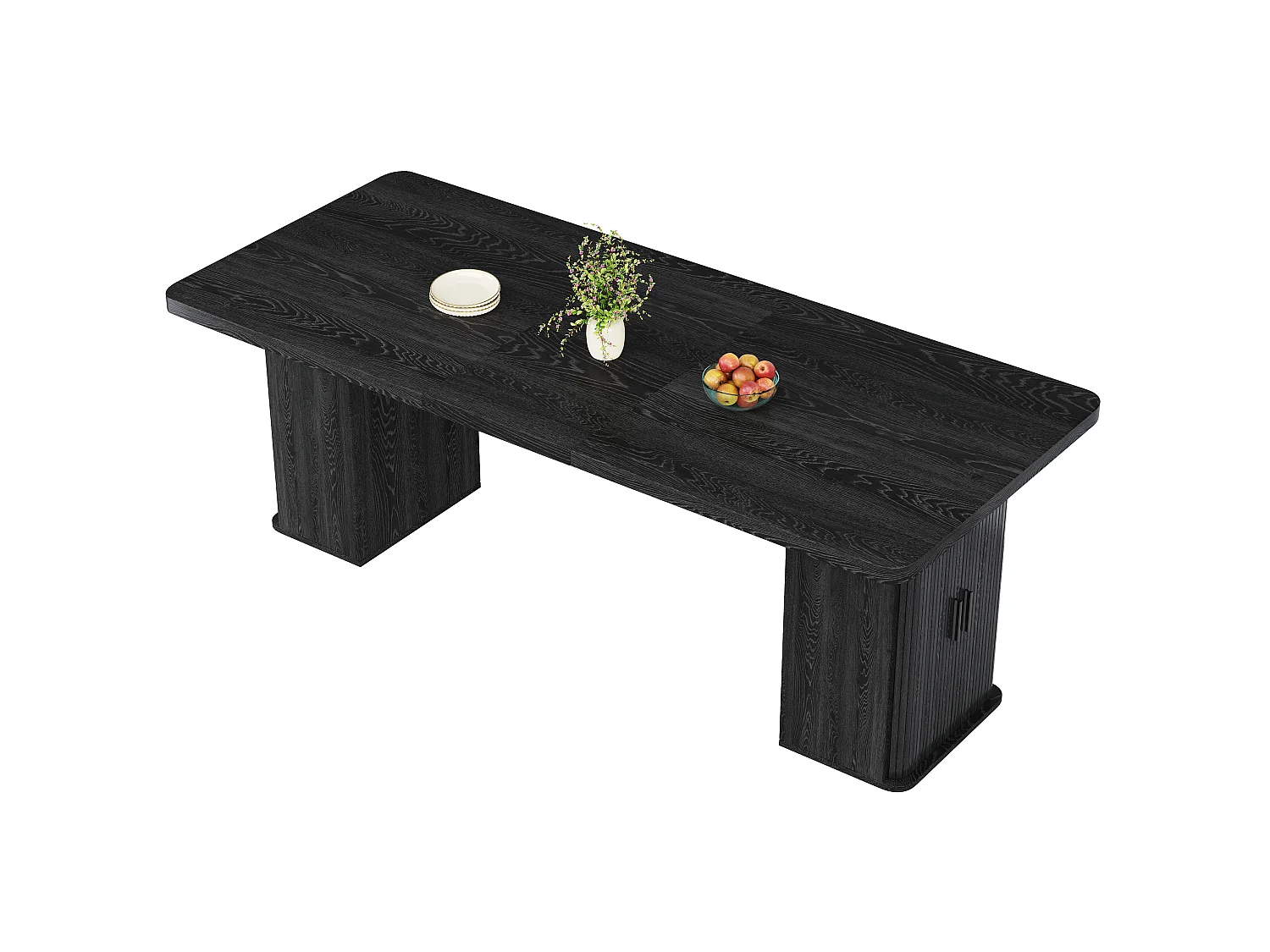 Table à Manger Extensible 140/180cm - Table de Cuisine avec Compartiments de Rangement Bilatéraux - Noir