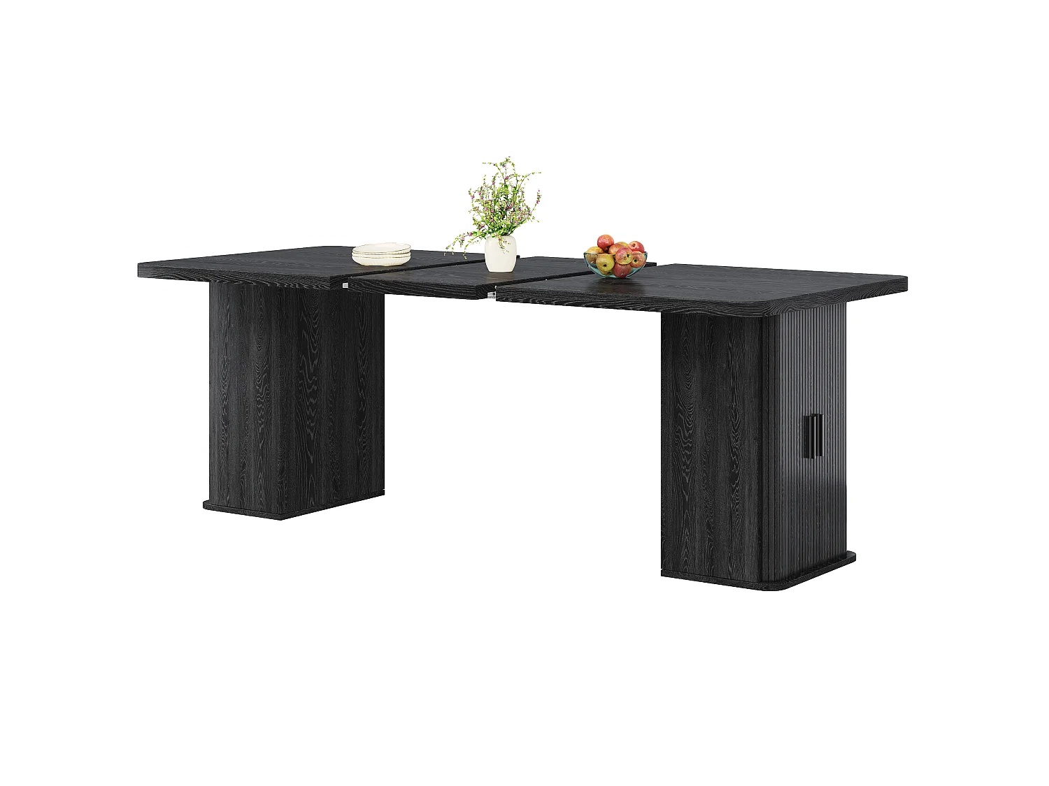 Table à Manger Extensible 140/180cm - Table de Cuisine avec Compartiments de Rangement Bilatéraux - Noir