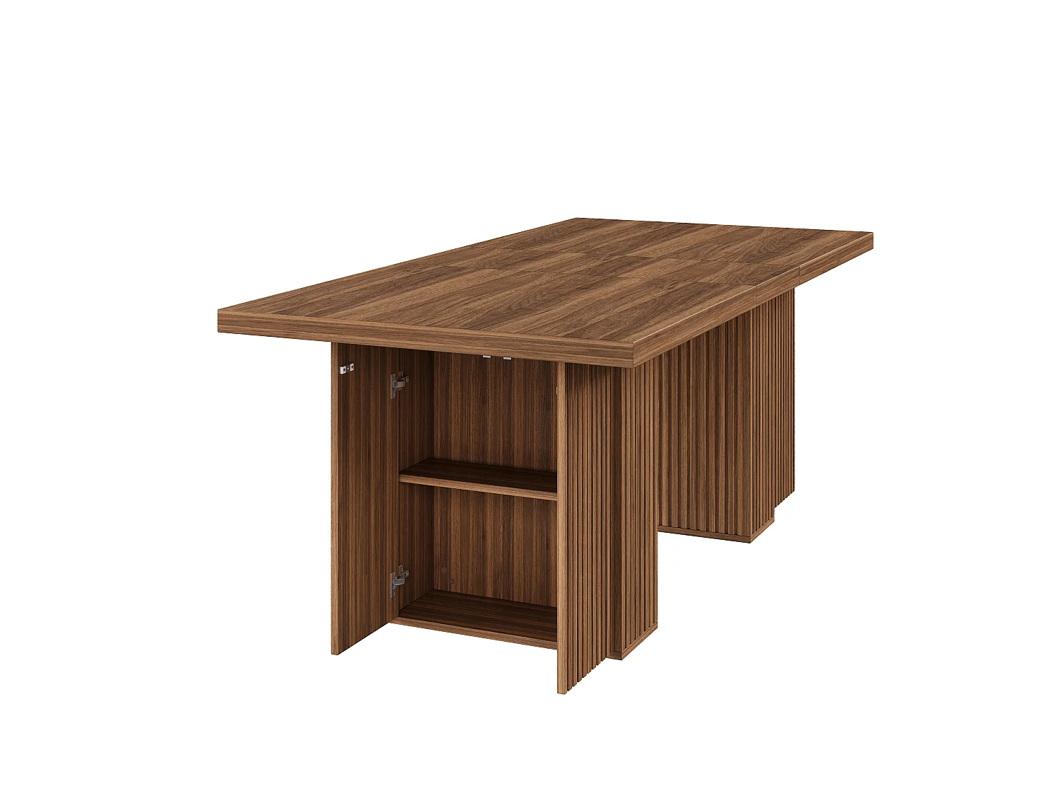 Stół jadalny rozkładany 150/190x90 cm - Pojemność 6 do 8 osób - Wbudowane przechowywanie - Gruby blat - MDF - Brązowy