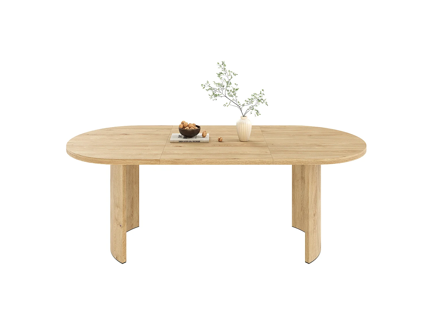 Table à manger  200x90x75 cm - Capacité 6 à 8 personnes - Coins arrondis et plateau épais  - MDF - Naturel