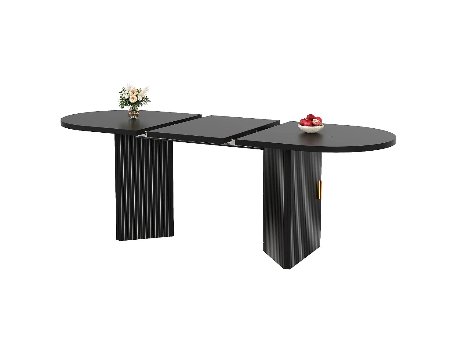 Table à Manger Extensible 120/160cm - avec espace de rangement - avec des étagères réglables - Noir