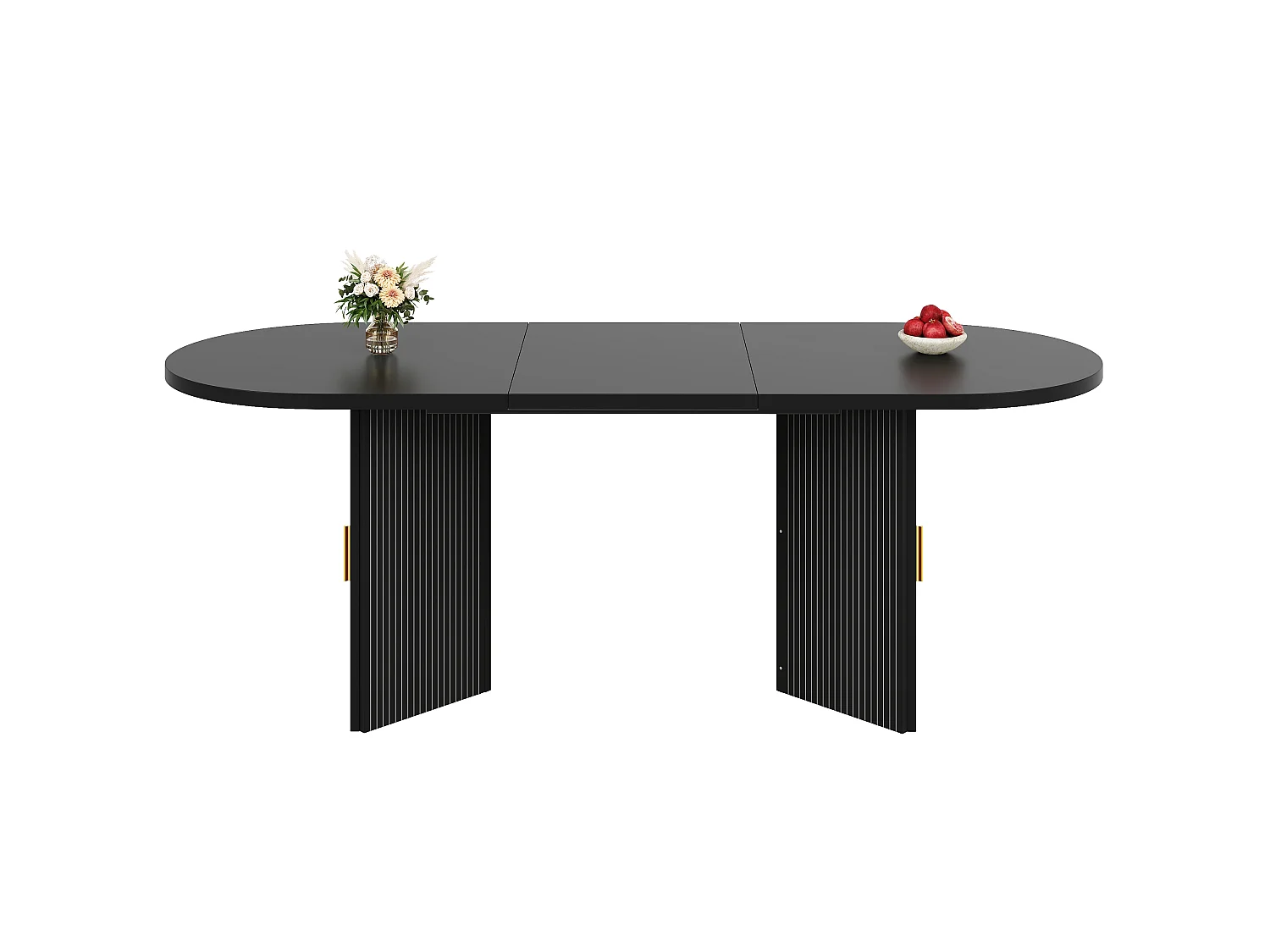 Table à Manger Extensible 120/160cm - avec espace de rangement - avec des étagères réglables - Noir