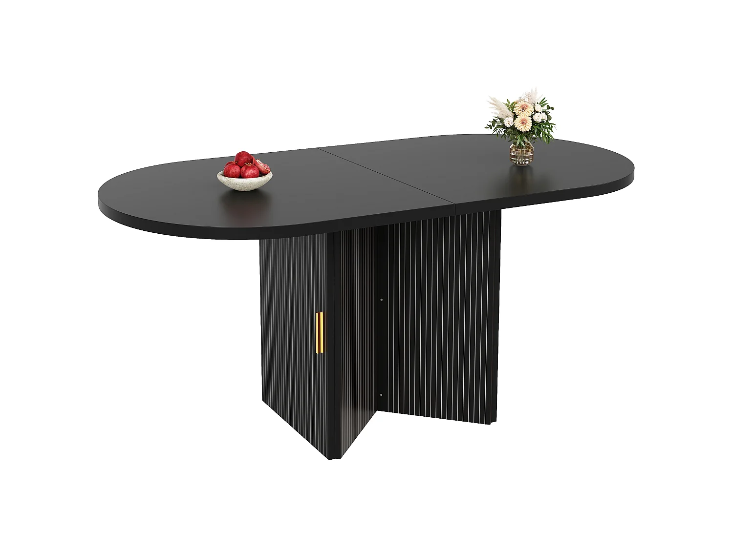 Table à Manger Extensible 120/160cm - avec espace de rangement - avec des étagères réglables - Noir