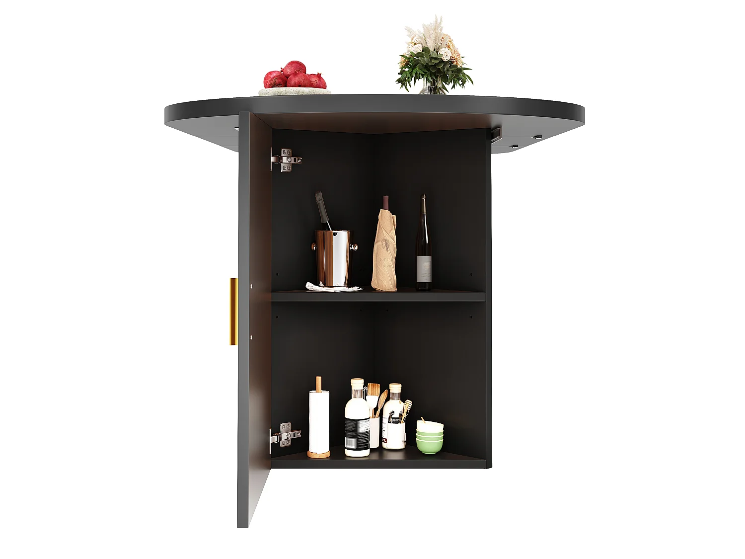 Table à Manger Extensible 120/160cm - avec espace de rangement - avec des étagères réglables - Noir