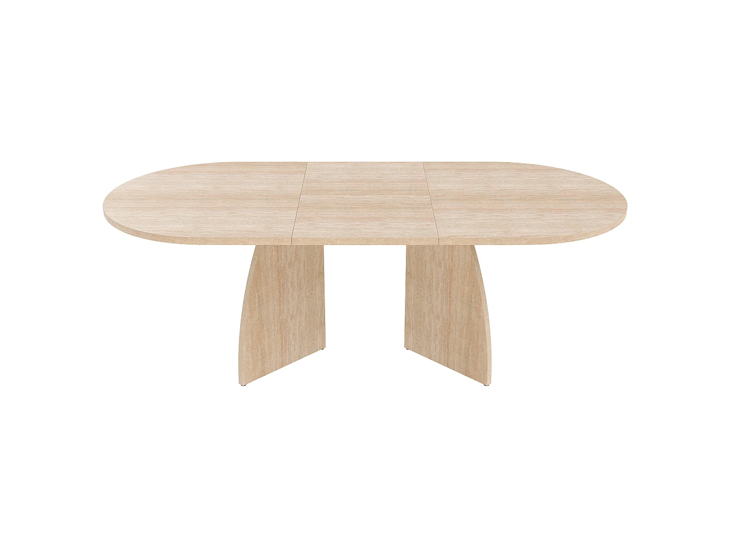 Table à manger extensible 150/200x90 cm -  Pour 6 à 8 personnes - Coins arrondis - Finition effet travertin - MDF - Naturel