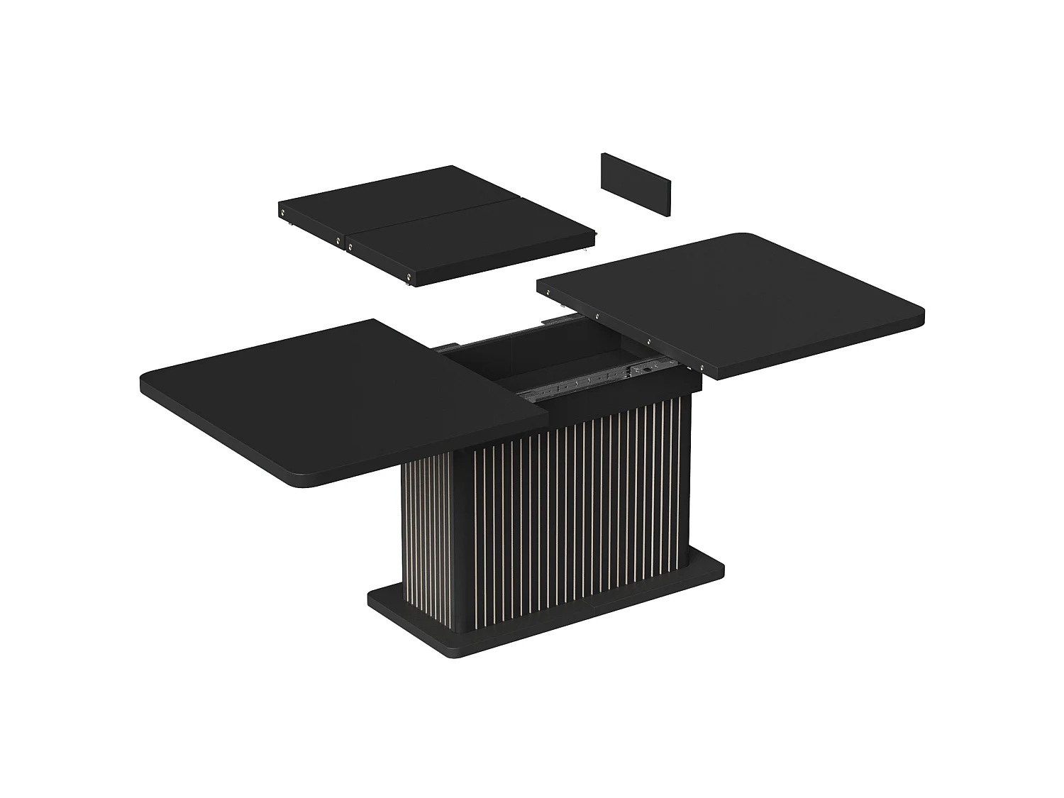 Table à Manger Extensible 120-160cm en Noir Mat - Table de Repas Multifonction avec Rangement Caché & Reliefs Verticaux, Style Contemporain - Noir Mat