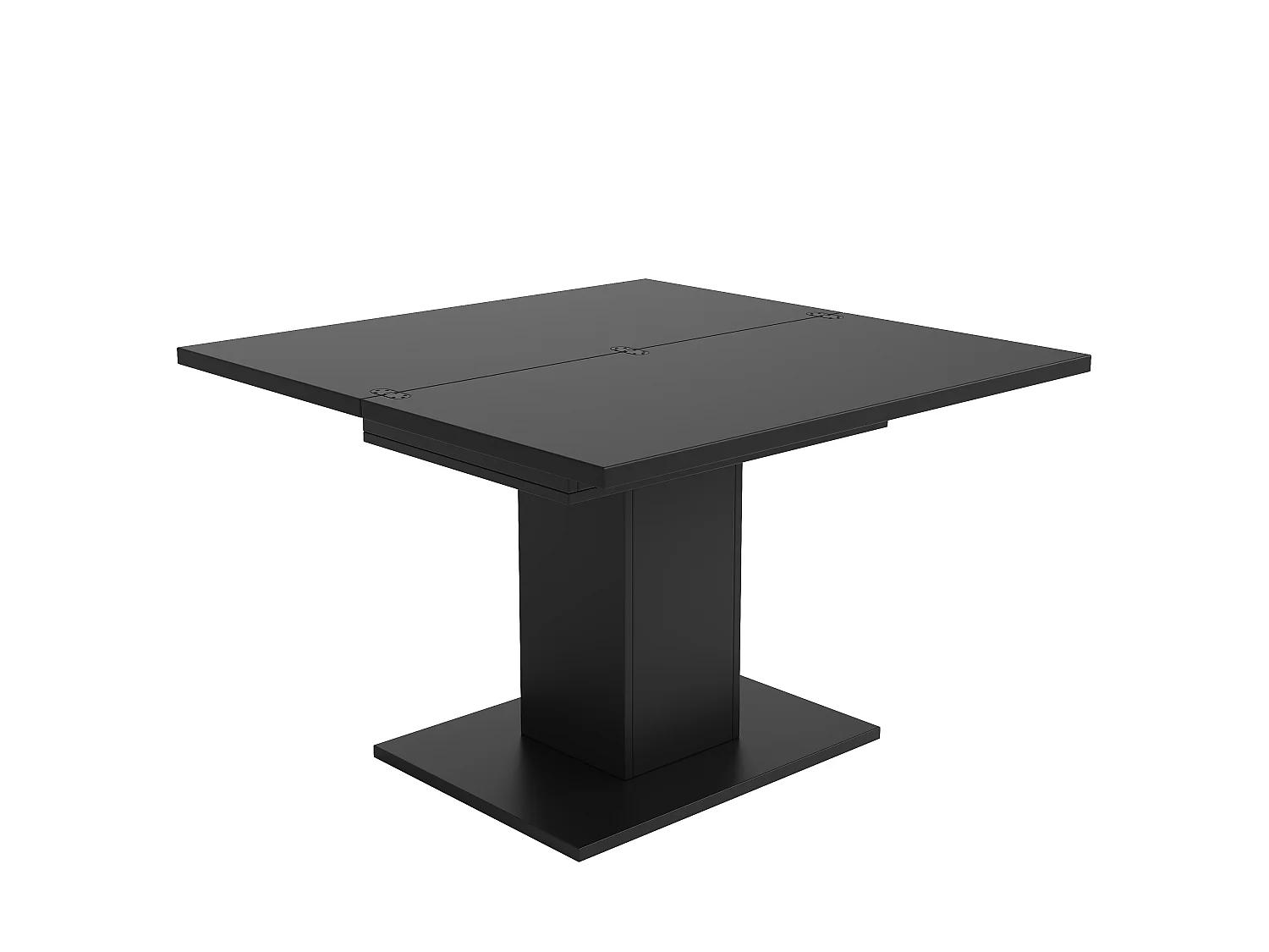 Table à Manger Pliante Extensible 60-120cm - Table Repas Carrée avec Rangement Intégré et Socle Colonne - Noir