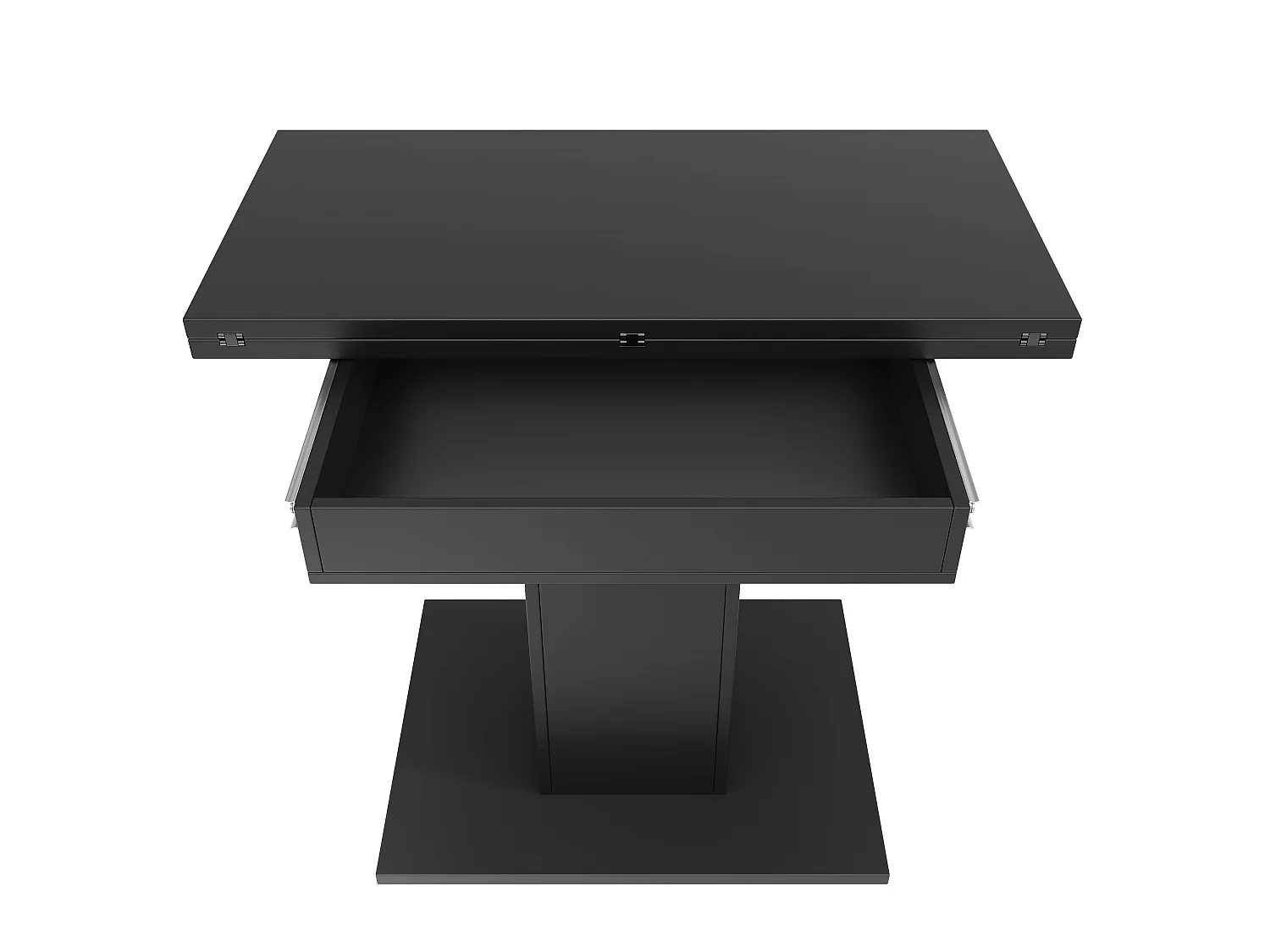 Table à Manger Pliante Extensible 60-120cm - Table Repas Carrée avec Rangement Intégré et Socle Colonne - Noir