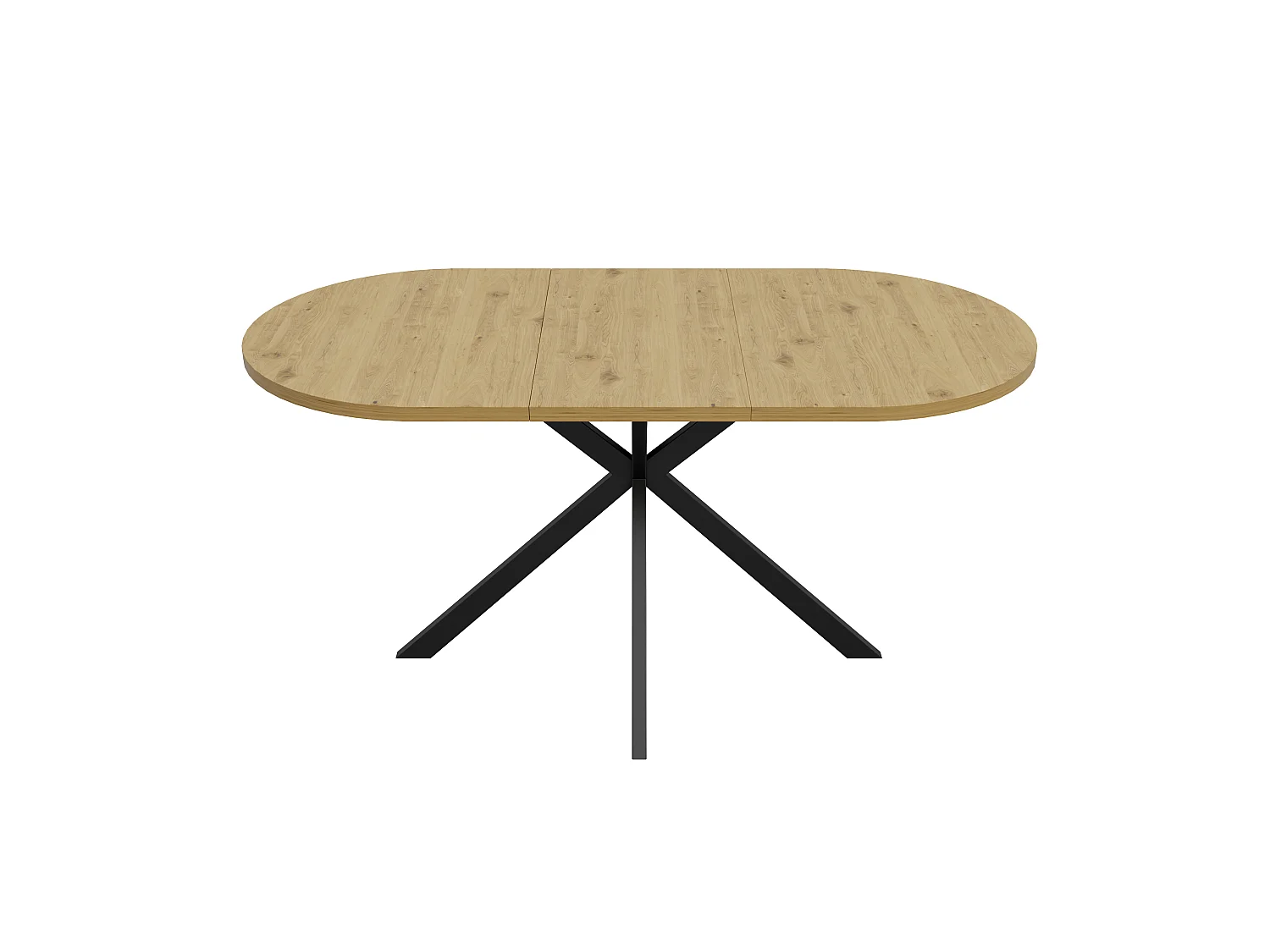 Table à manger extensible 160/120 x 80 cm - Capacité 4 à 6 personnes - Plateau rond/ovale - Pieds en métal - MDF - Naturel