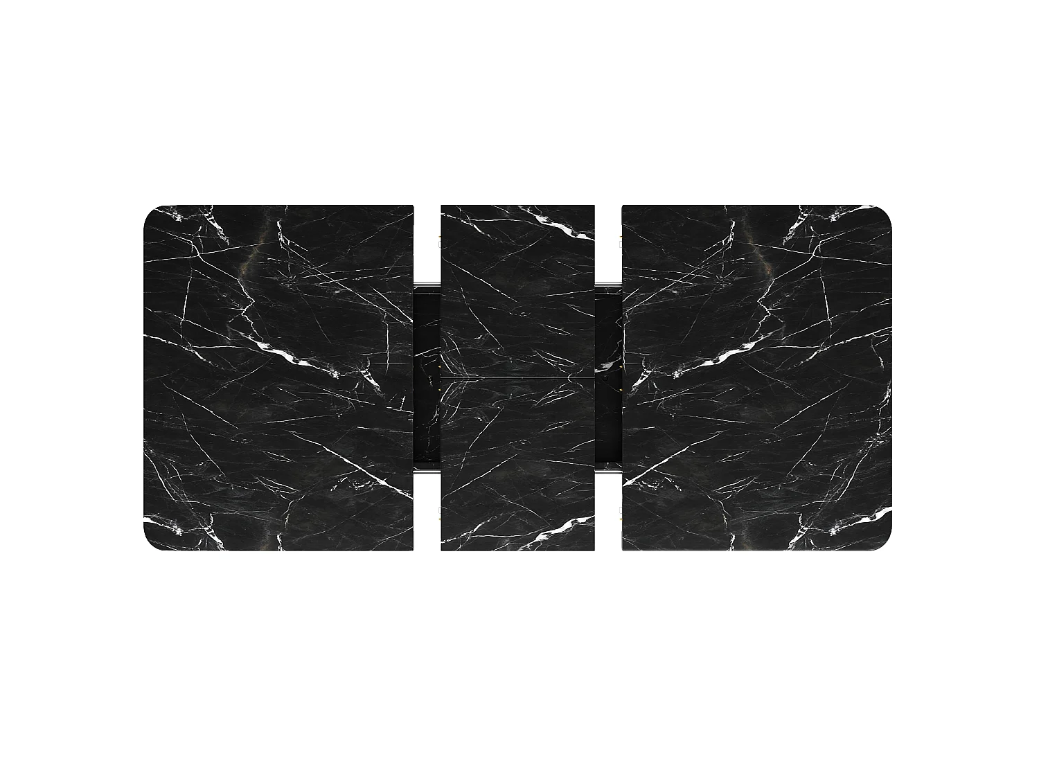 Table à Manger Extensible 140-180cm en Effet Marbre - Table de Repas Multifonction avec Rangement Caché & Reliefs Verticaux, Style Contemporain - Effet Marbre Noir