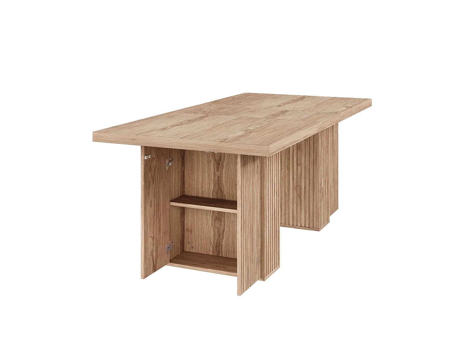 Table à manger extensible 150/190x90 cm - Capacité 6 à 8 personnes - Rangement intégré - Plateau épais - MDF - Naturel