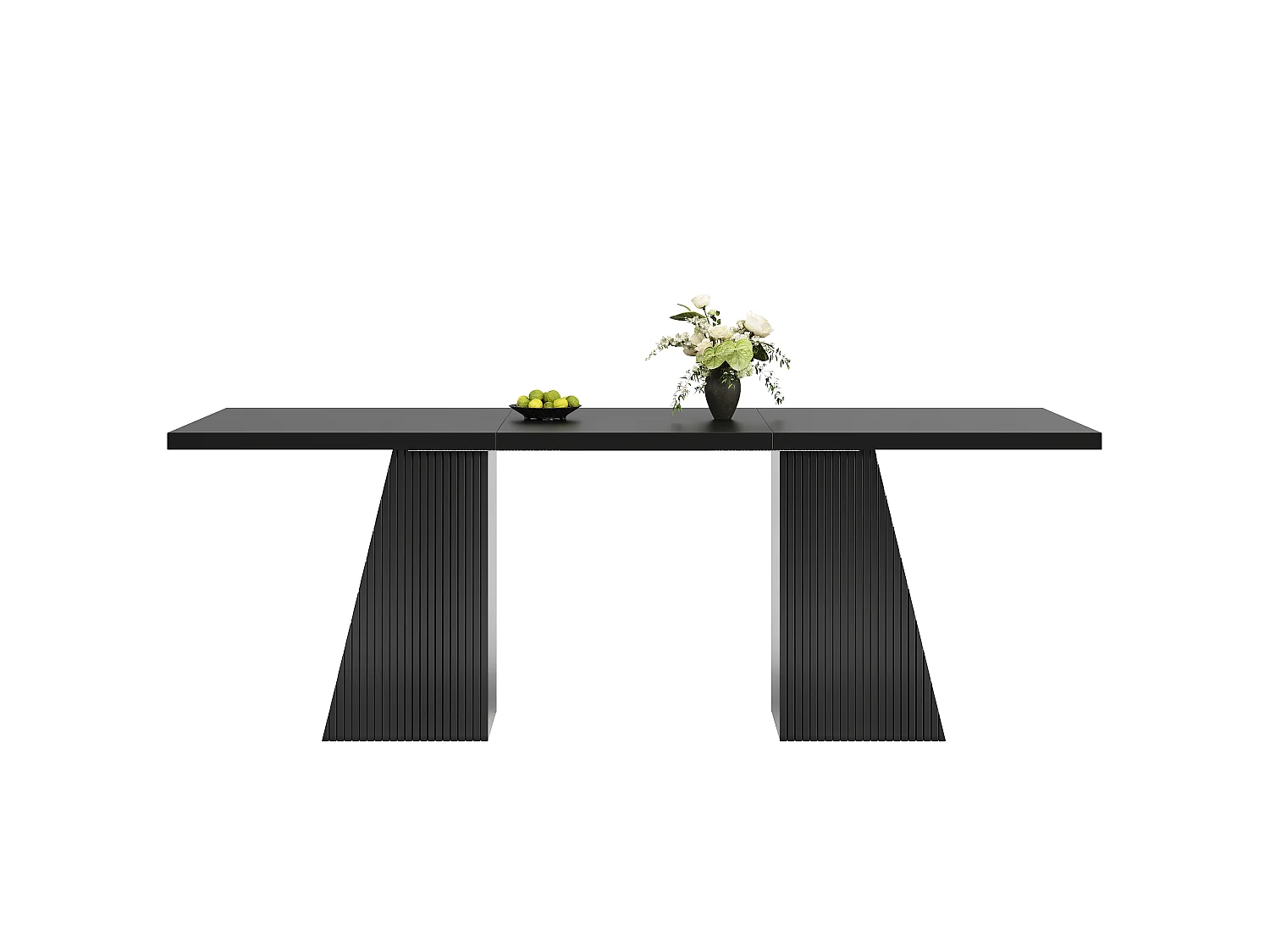 Table à Manger Extensible 120-160cm - Table Repas Rectangulaire avec Pieds Trapézoïdaux & Rillen - Noir