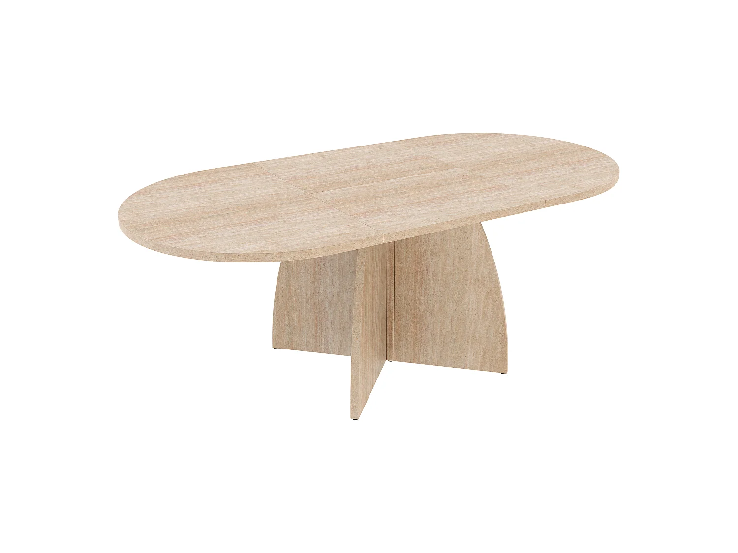 Table à manger extensible 120/180x90 cm -  Pour 6 à 8 personnes - Coins arrondis - Finition effet travertin - MDF - Naturel