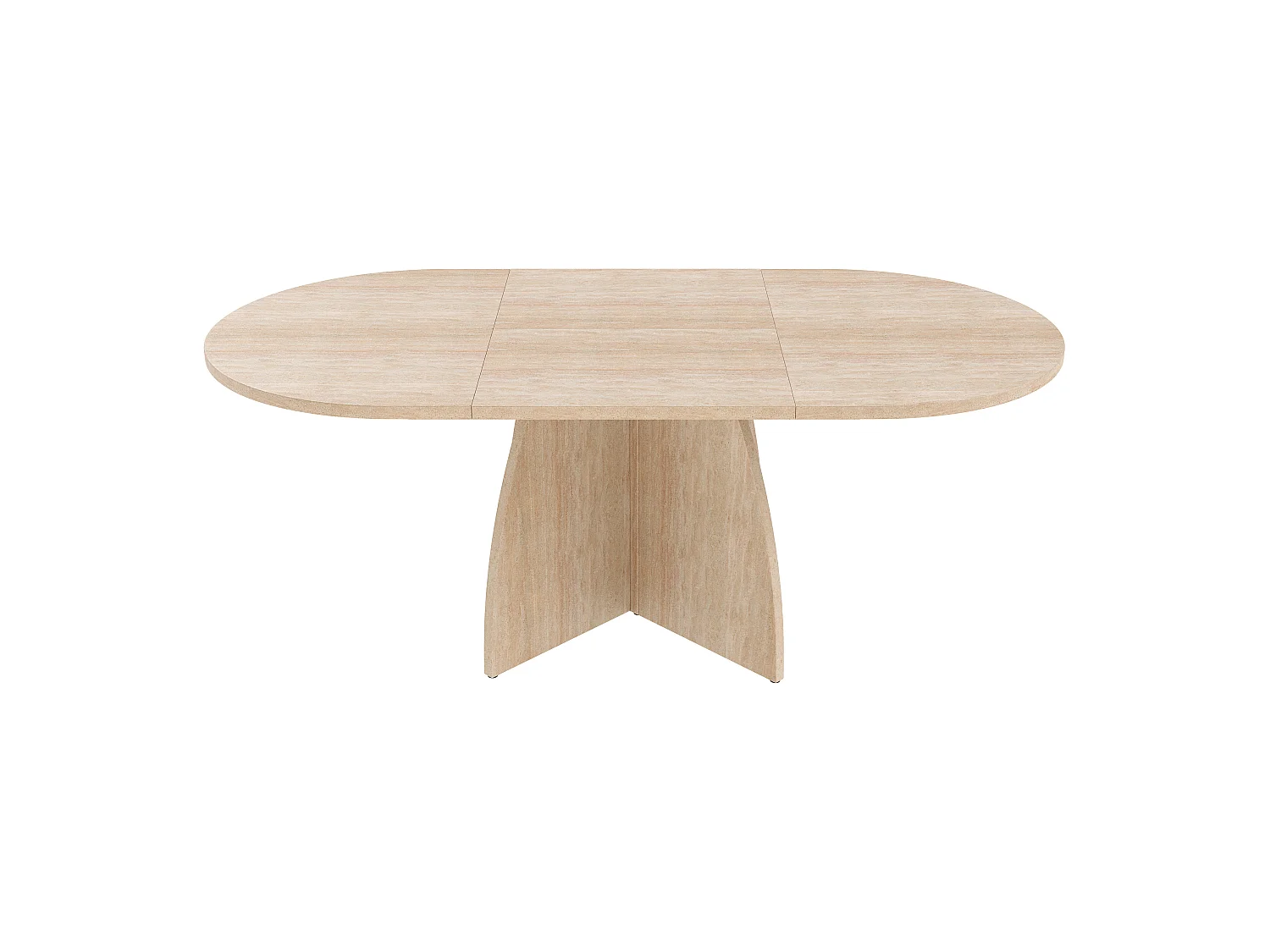 Table à manger extensible 120/180x90 cm -  Pour 6 à 8 personnes - Coins arrondis - Finition effet travertin - MDF - Naturel