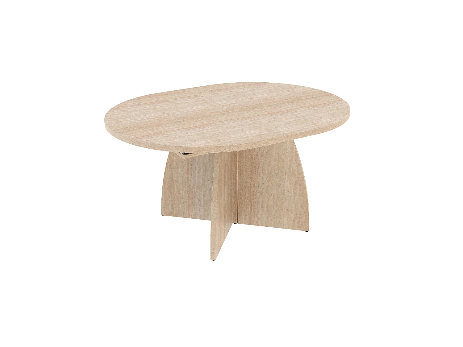 Table à manger extensible 120/180x90 cm -  Pour 6 à 8 personnes - Coins arrondis - Finition effet travertin - MDF - Naturel