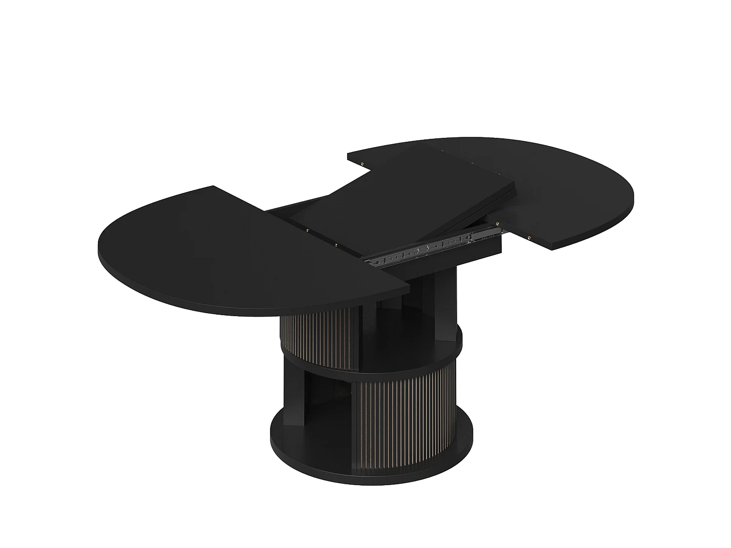 Mesa de Jantar Oval Extensível 118-158cm - Mesa de Refeição Multifuncional com Base Cilíndrica, Estilo Contemporâneo - Preto