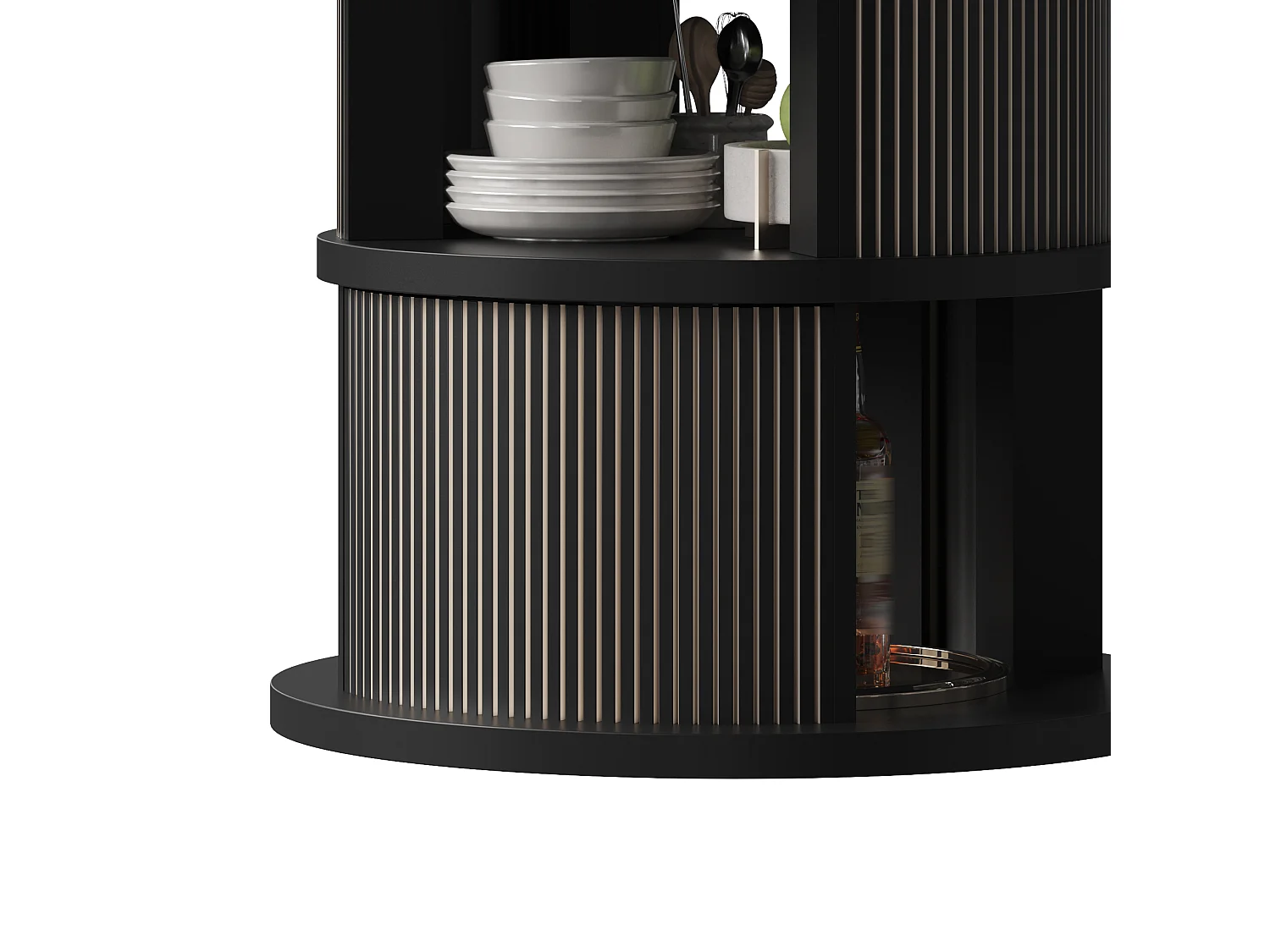 Mesa de Jantar Oval Extensível 118-158cm - Mesa de Refeição Multifuncional com Base Cilíndrica, Estilo Contemporâneo - Preto