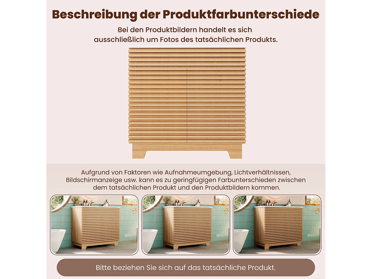 Meuble de salle de bain sur pied - Lavabo intégré - Avec 2 portes et étagères intégrées - Pieds hauts - MDF - Naturel