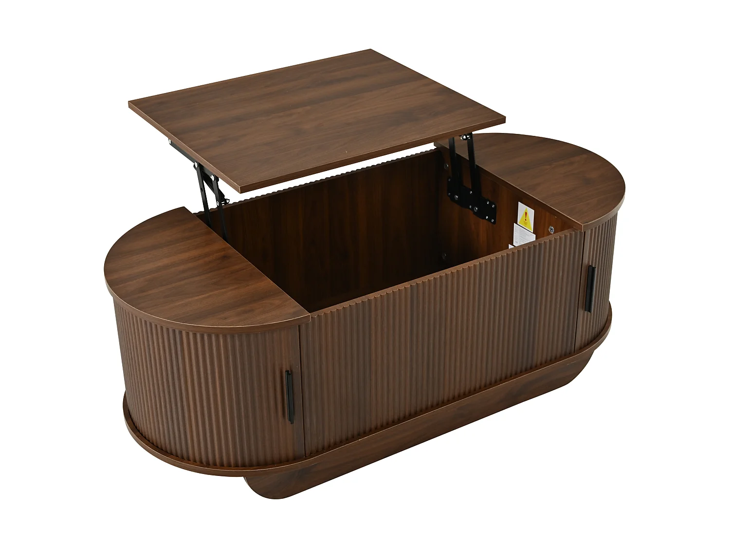 Tavolo basso sollevabile 110x50x42 cm - Altezza sollevabile fino a 55,5 cm - 2 porte scorrevoli a doghe - Marrone