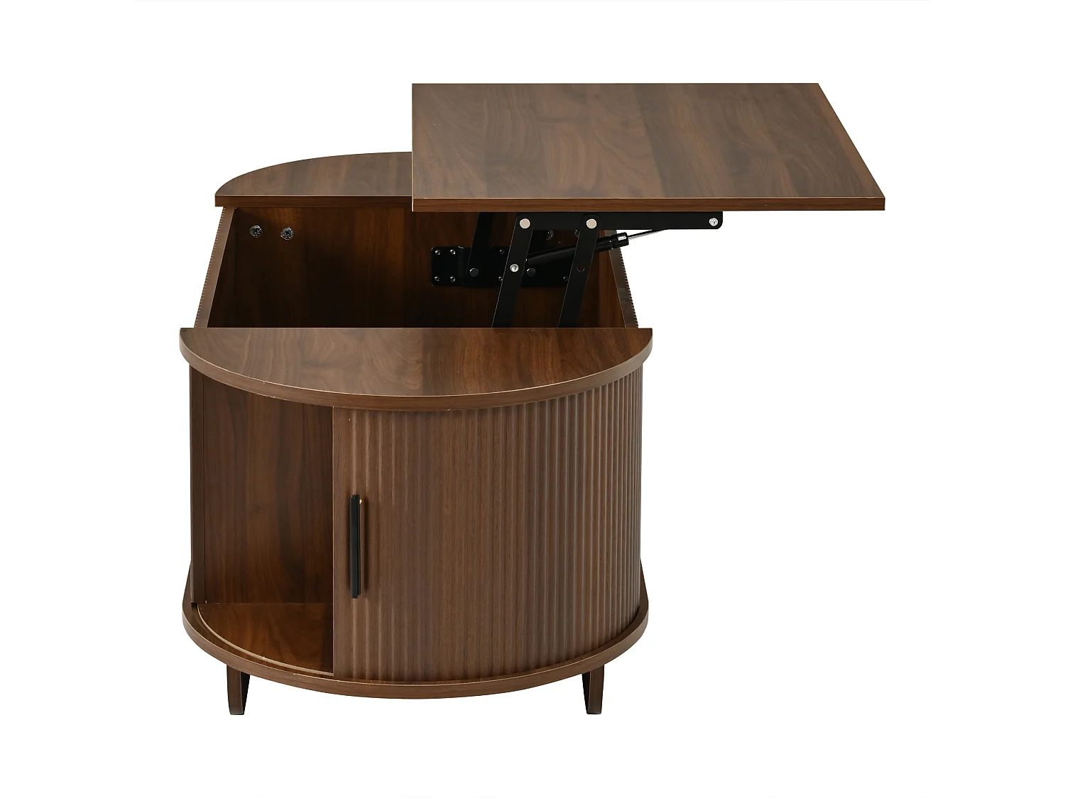 Tavolo basso sollevabile 110x50x42 cm - Altezza sollevabile fino a 55,5 cm - 2 porte scorrevoli a doghe - Marrone