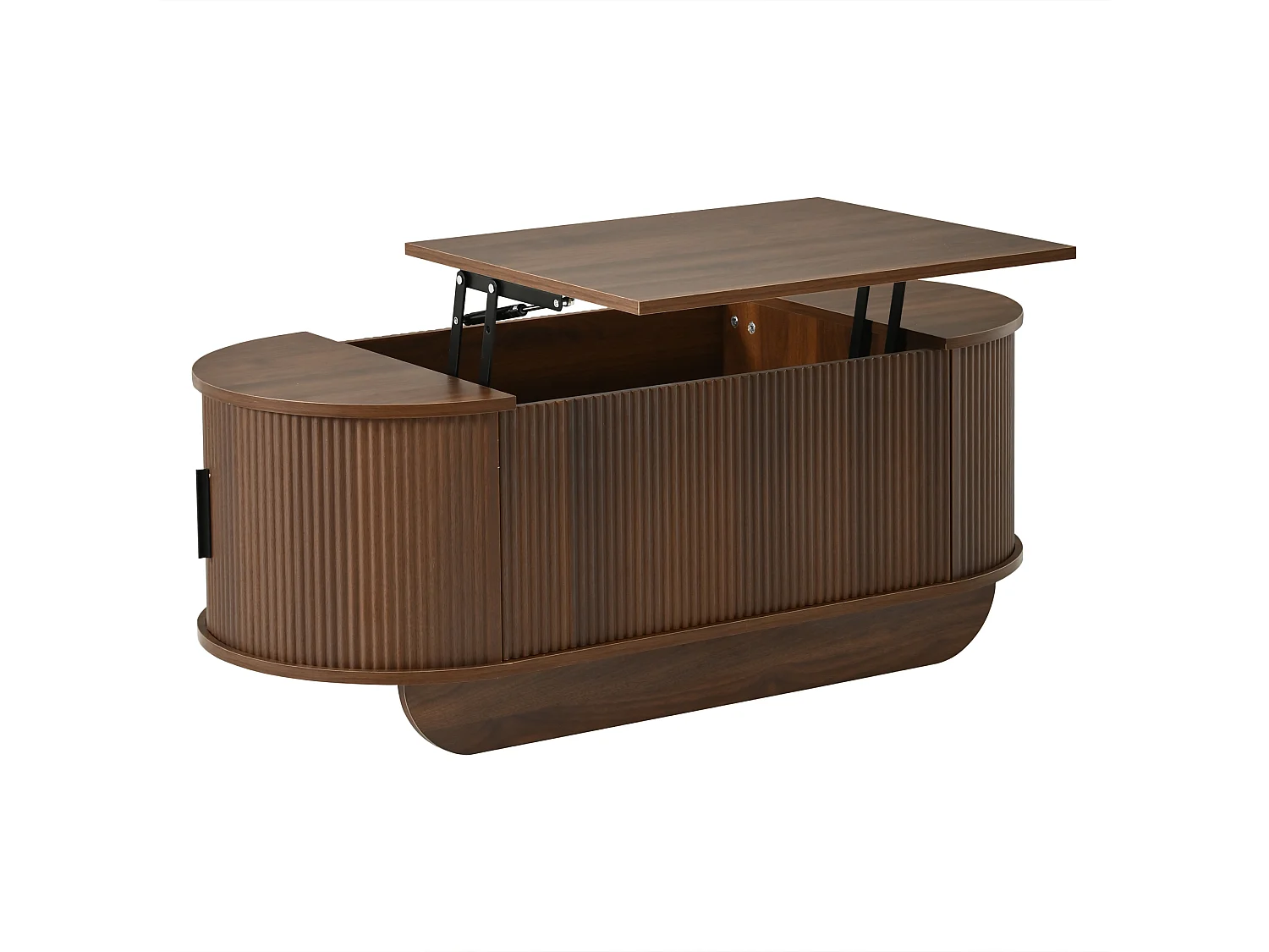 Tavolo basso sollevabile 110x50x42 cm - Altezza sollevabile fino a 55,5 cm - 2 porte scorrevoli a doghe - Marrone