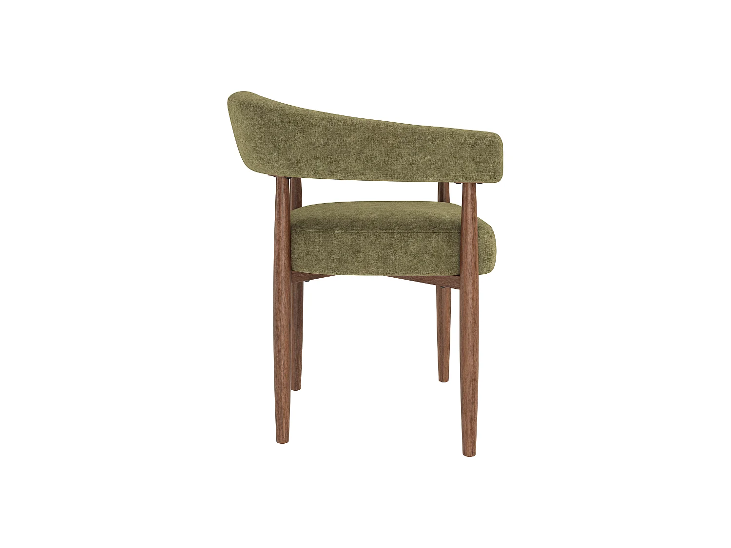 Set van 2 eetkamerstoelen van metaal - Chenille stof - Moderne stijl - Notenhouten afwerking - Bruin+Groen