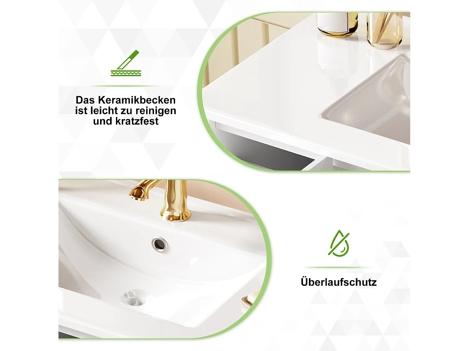 Mobile bagno con lavabo in ceramica 91x46,5x89 cm - 4 cassetti e 1 porte - Finitura laccata - ripiano aperto - Bianco