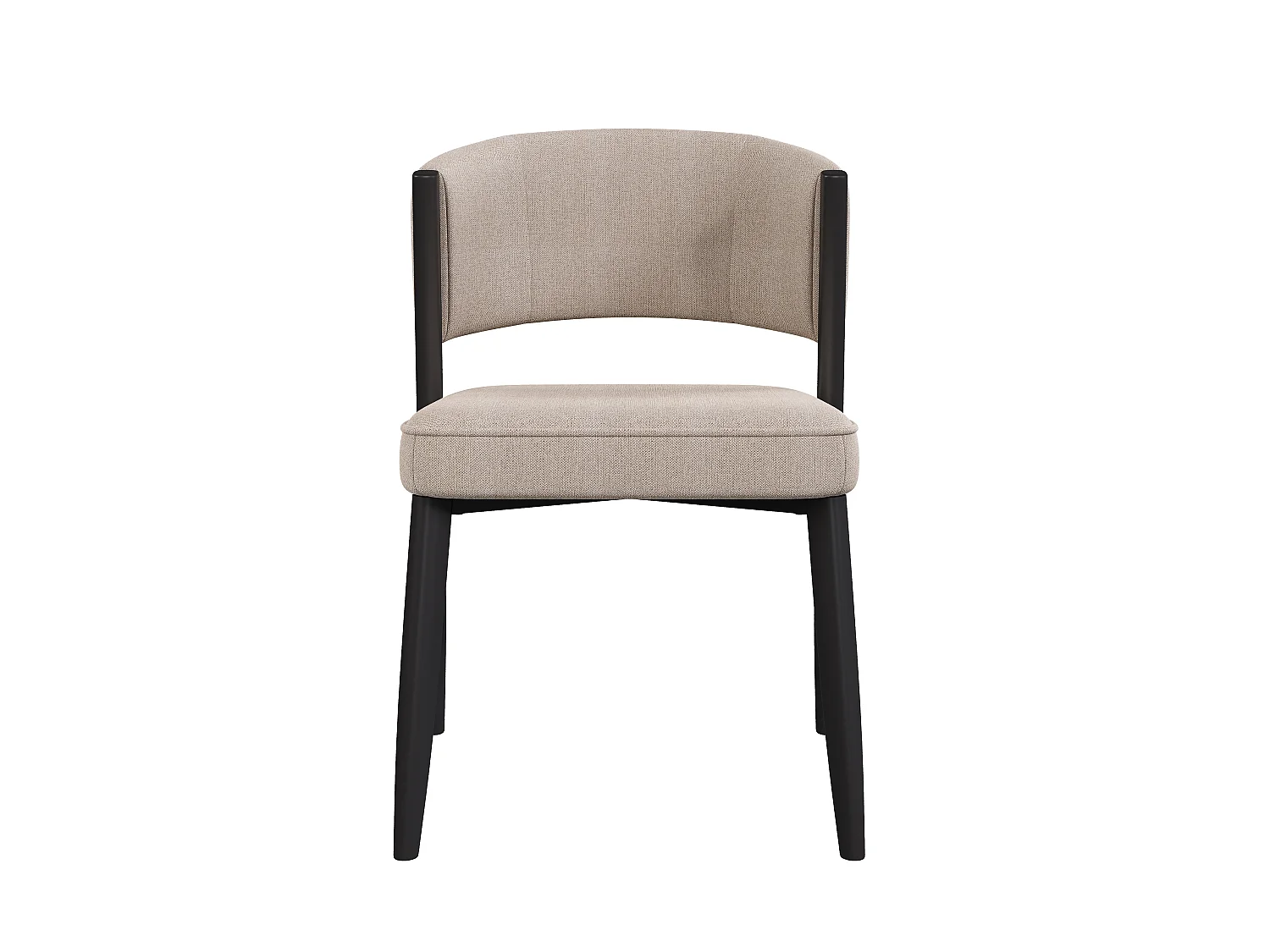 Zestaw 6 krzeseł metalowych - Styl nowoczesny - Tkanina chenille taupe - Nogi metalowe - Czarny + Taupe