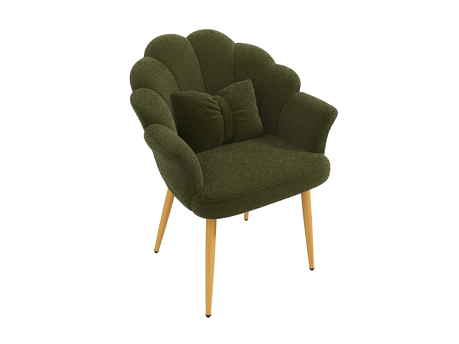 Lot de 4 fauteuils modernes – Rembourrés – Pieds en métal doré – Dossier en forme d'arc – vert