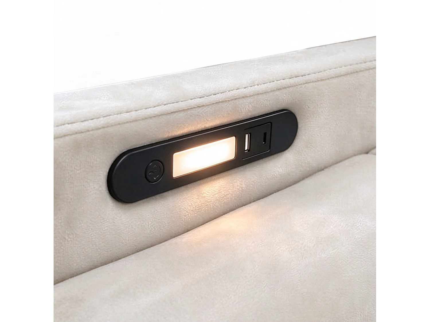 Upholstered storage bed 180x200 cm – with LED headboard – with USB and Type-C charging ports – Beige (mattress not included)