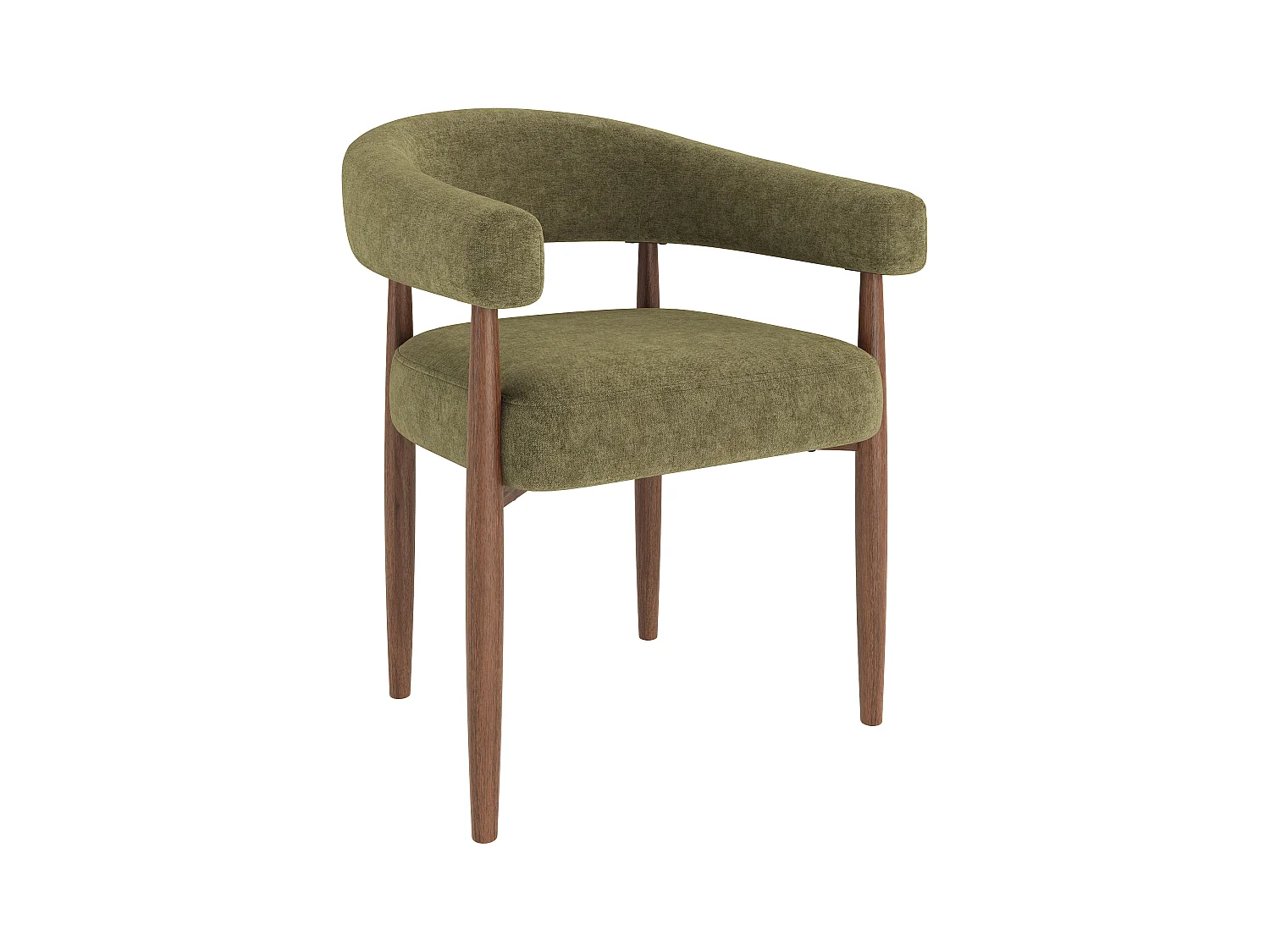 Lot de 6 chaises de salle à manger en métal - Tissu chenille - Style moderne - Finition noyer - Marron+Vert