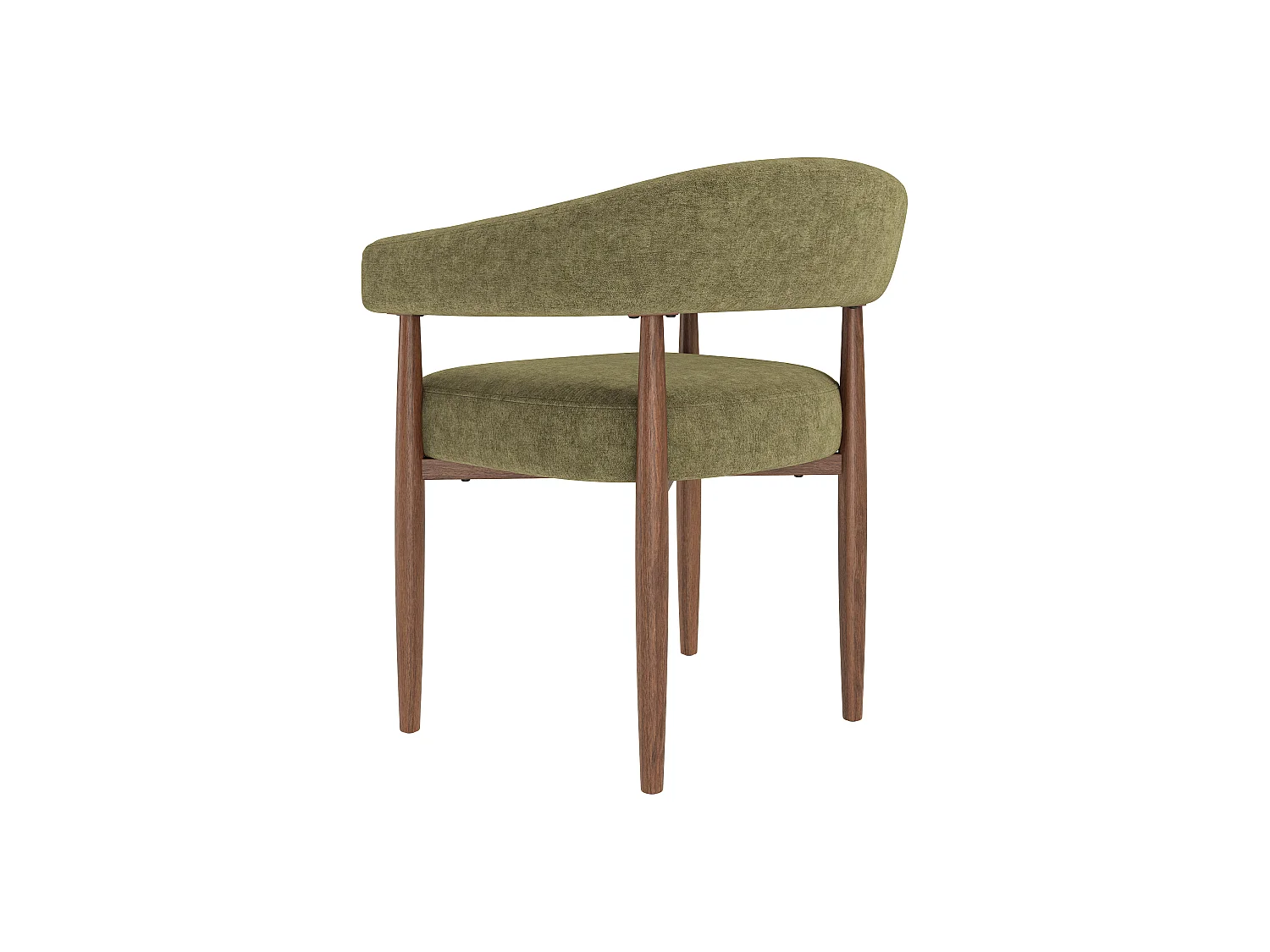 Lot de 6 chaises de salle à manger en métal - Tissu chenille - Style moderne - Finition noyer - Marron+Vert