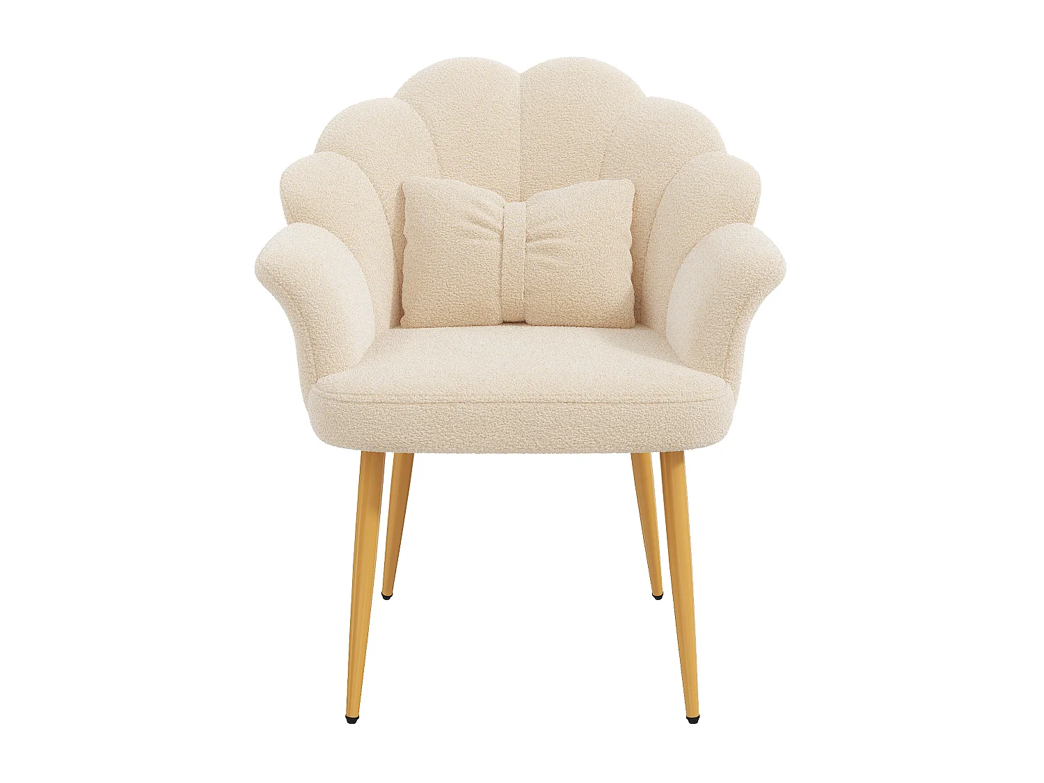 Set van 2 moderne fauteuils – Bekleed – Poten van verguld metaal – Boogvormige rugleuning – beige