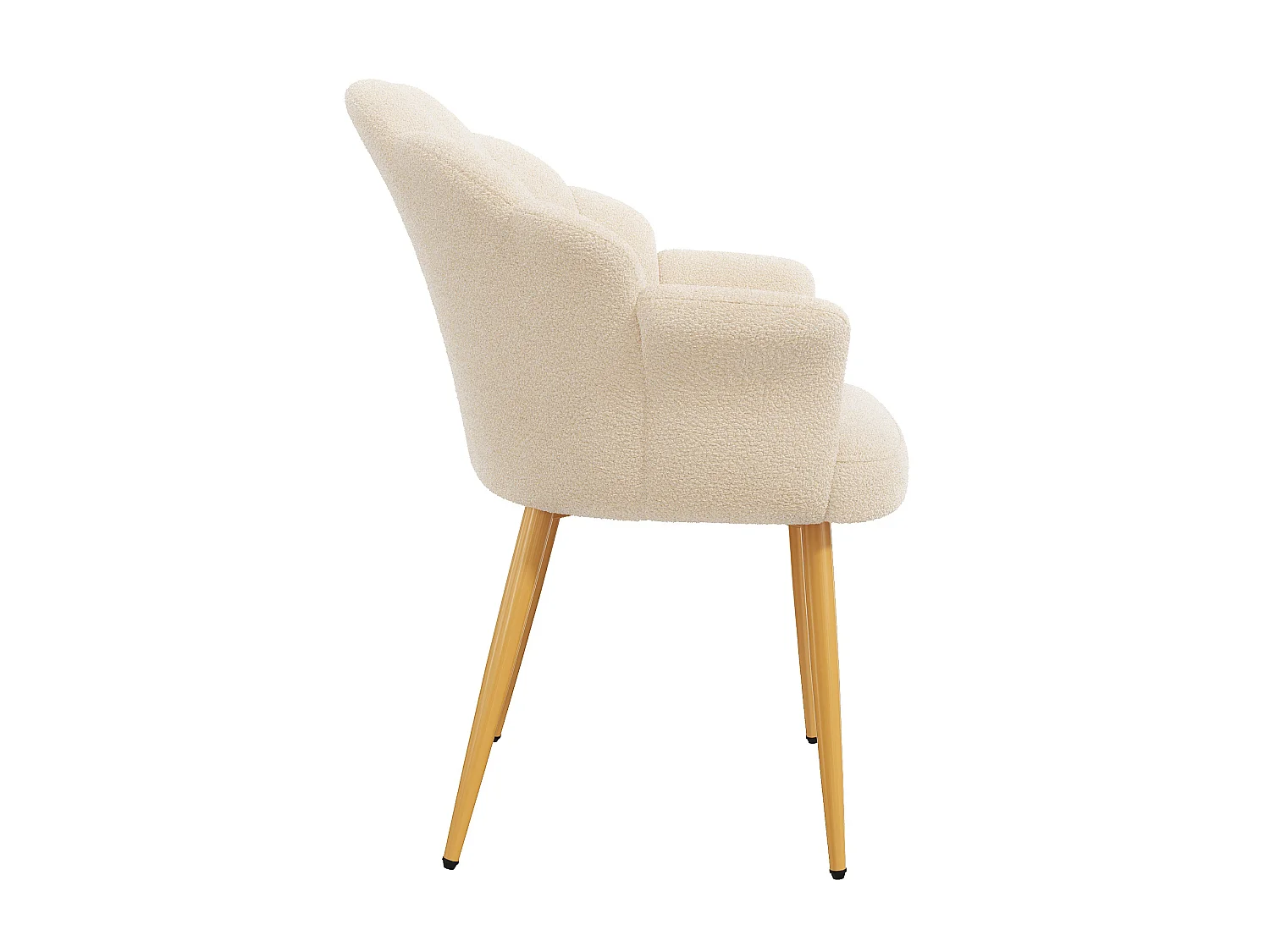 Set van 2 moderne fauteuils – Bekleed – Poten van verguld metaal – Boogvormige rugleuning – beige