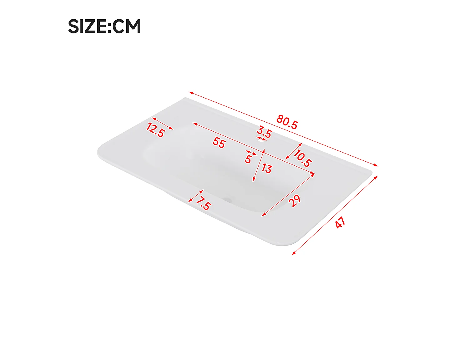 Ophangbaar badkamermeubel 80,5×47,5×51 cm - Geïntegreerde wastafel - 4 laden - Met LED - Gelakte afwerking - Zwart