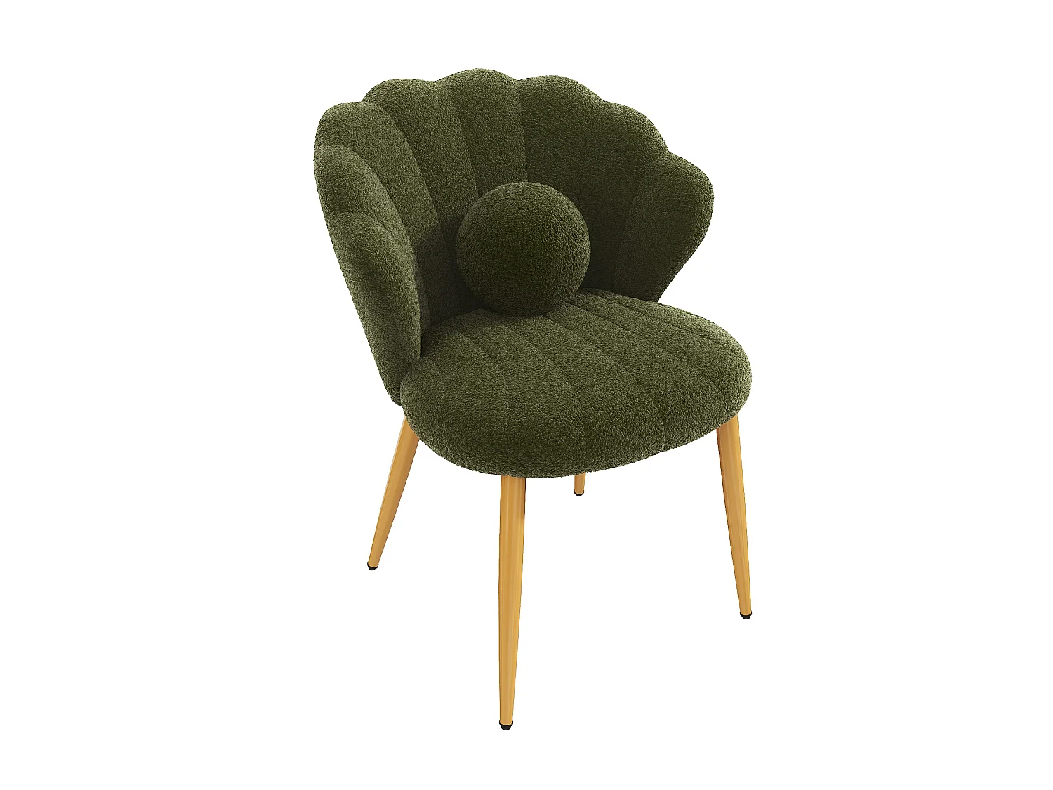 Lot de 6 chaises – Rembourrées – Pieds en métal doré – vert